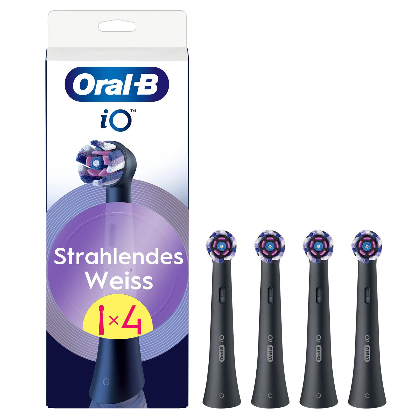 Oral-B iO Strahlendes Weiss, Original Aufsteckbürsten, Schwarz, 4er