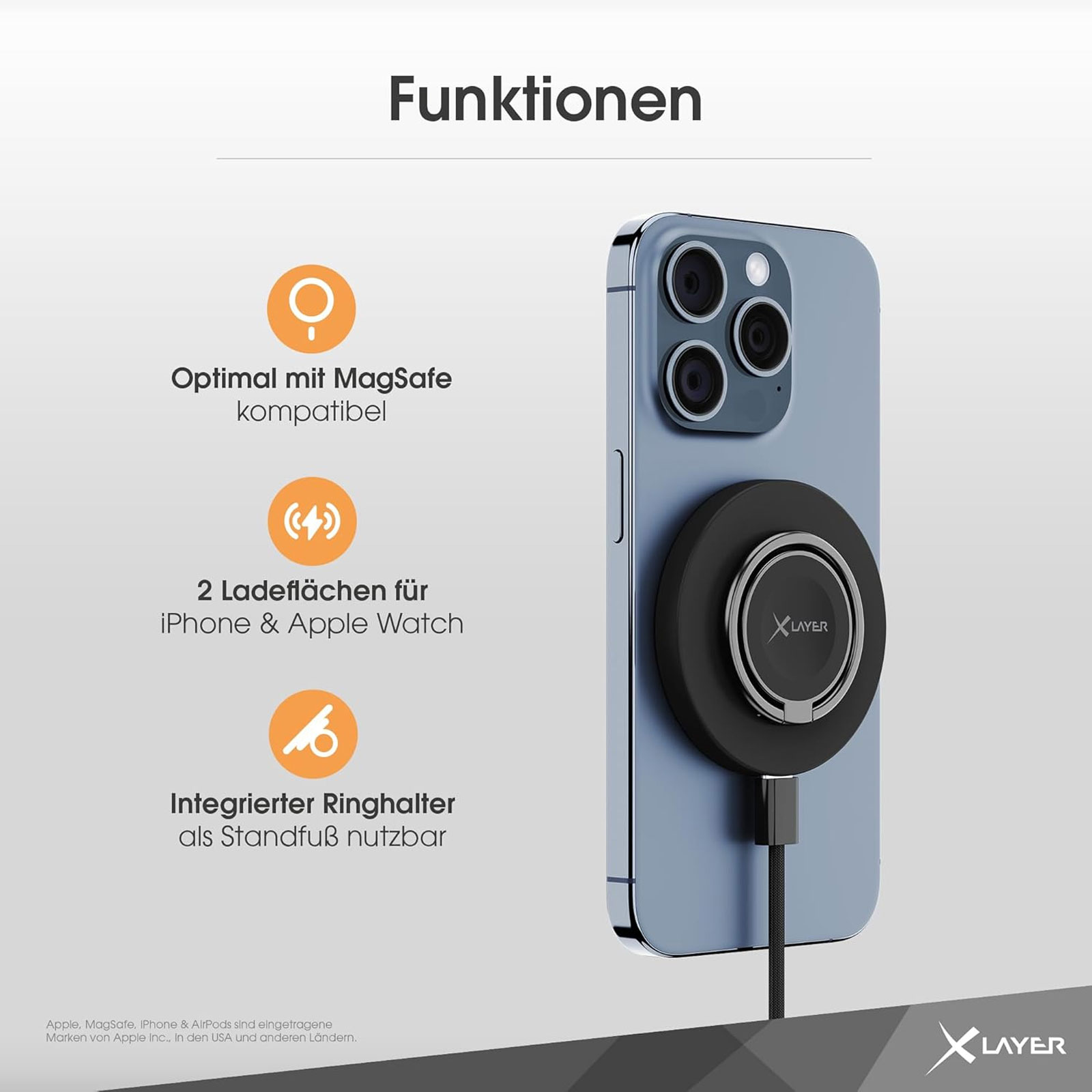 XLayer MagFix Pro 3-in-1 Ladepad mit Ringhalter XLayer MagFix Pro 3-in-1 Ladepad mit Ringhalter