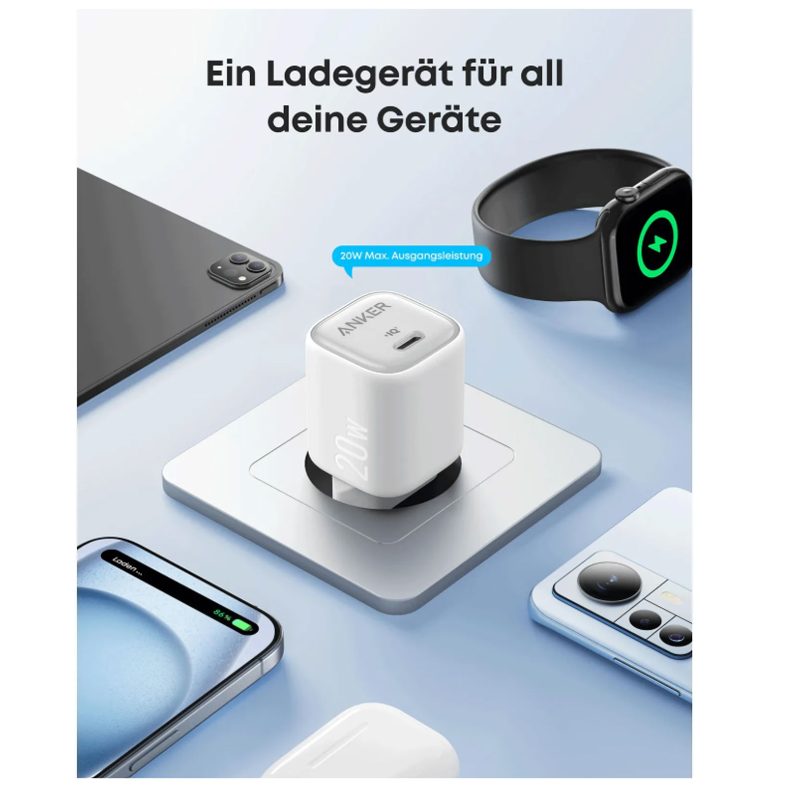 Anker Zolo Ladegerät USB-C 20W PD 3.0, Weiß