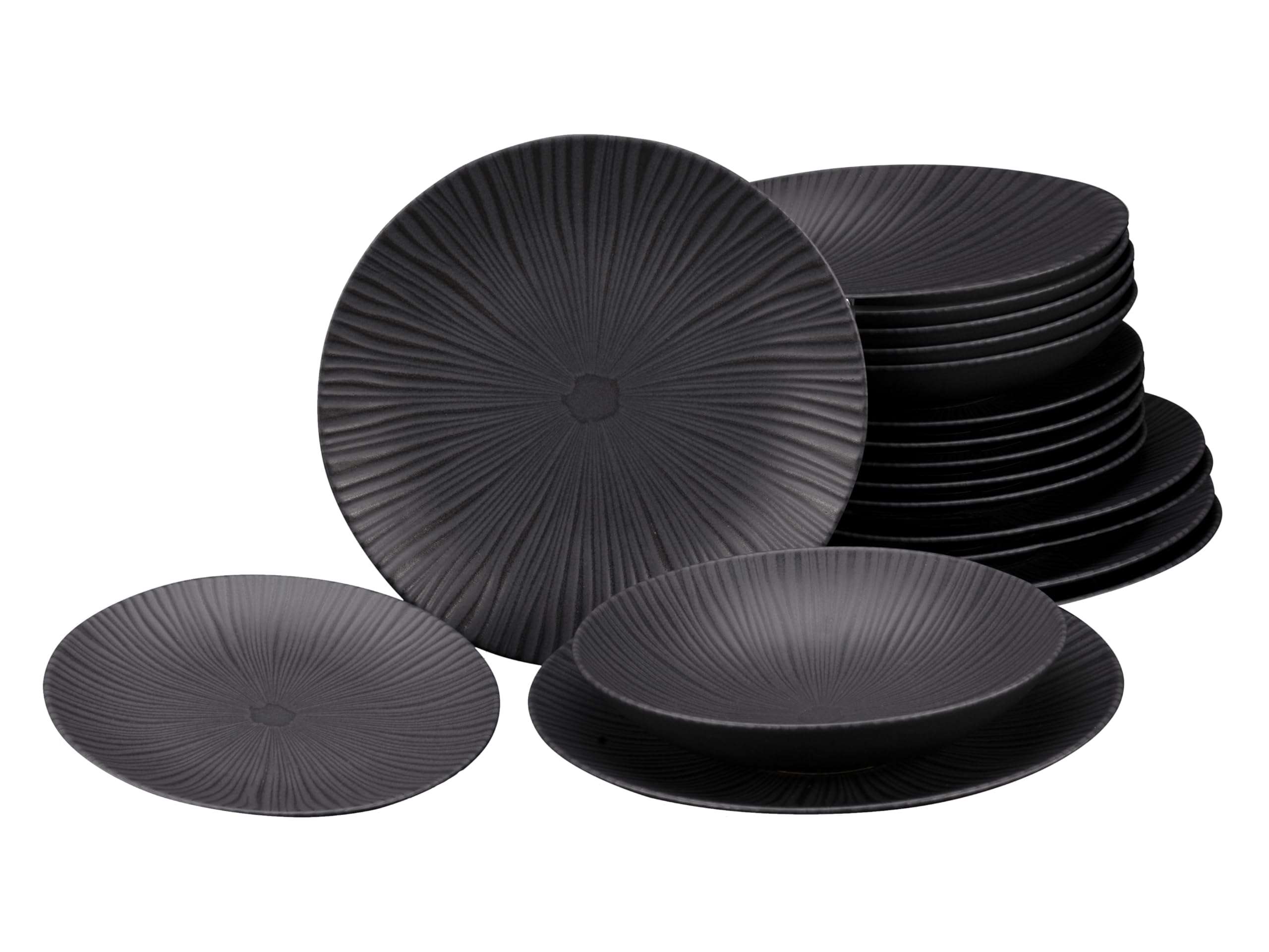 CreaTable, 24414, Serie Vesuvio Black, 18-teiliges Geschirrset für 6 Personen