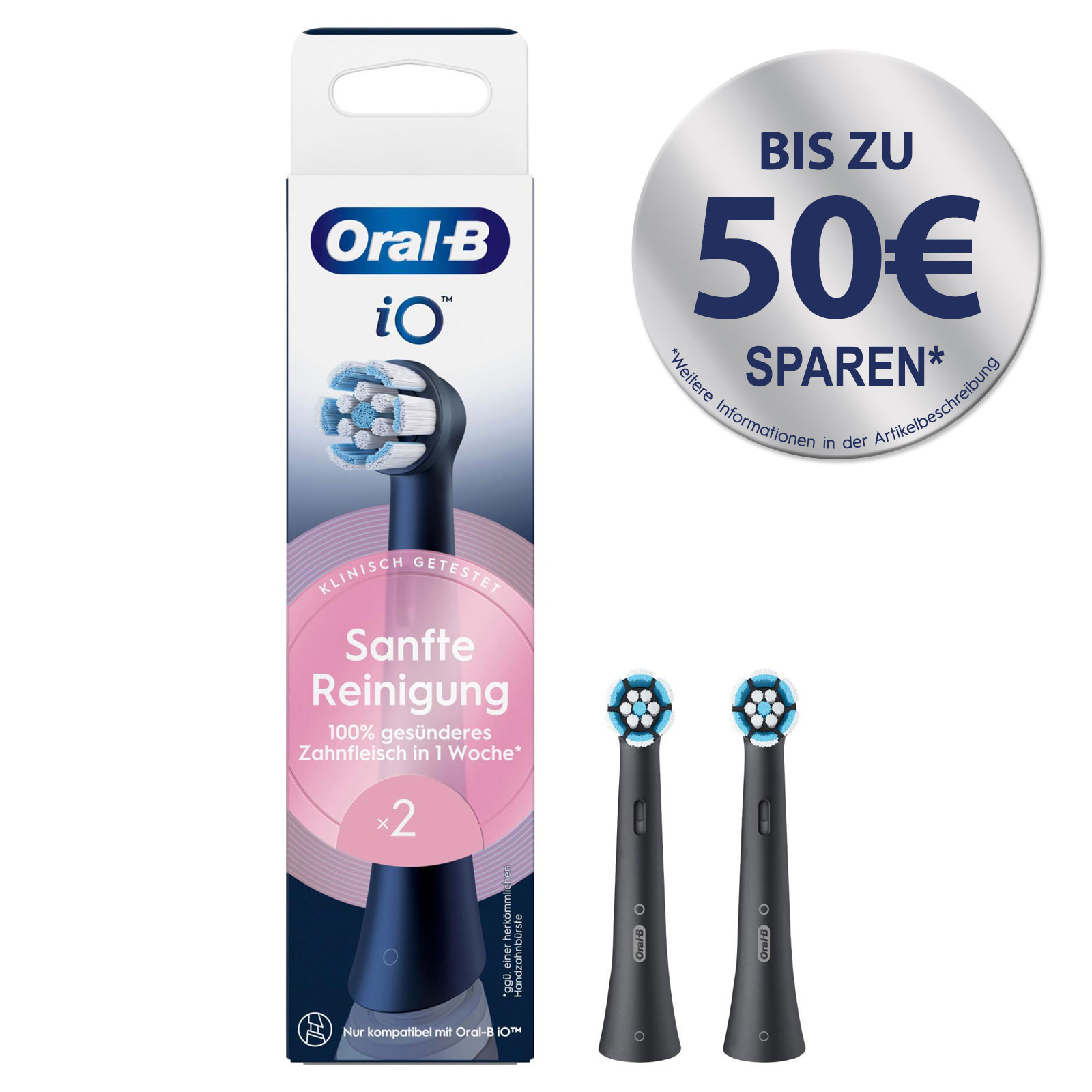 Oral-B iO Original Aufsteckbürsten 2er Set Schwarz