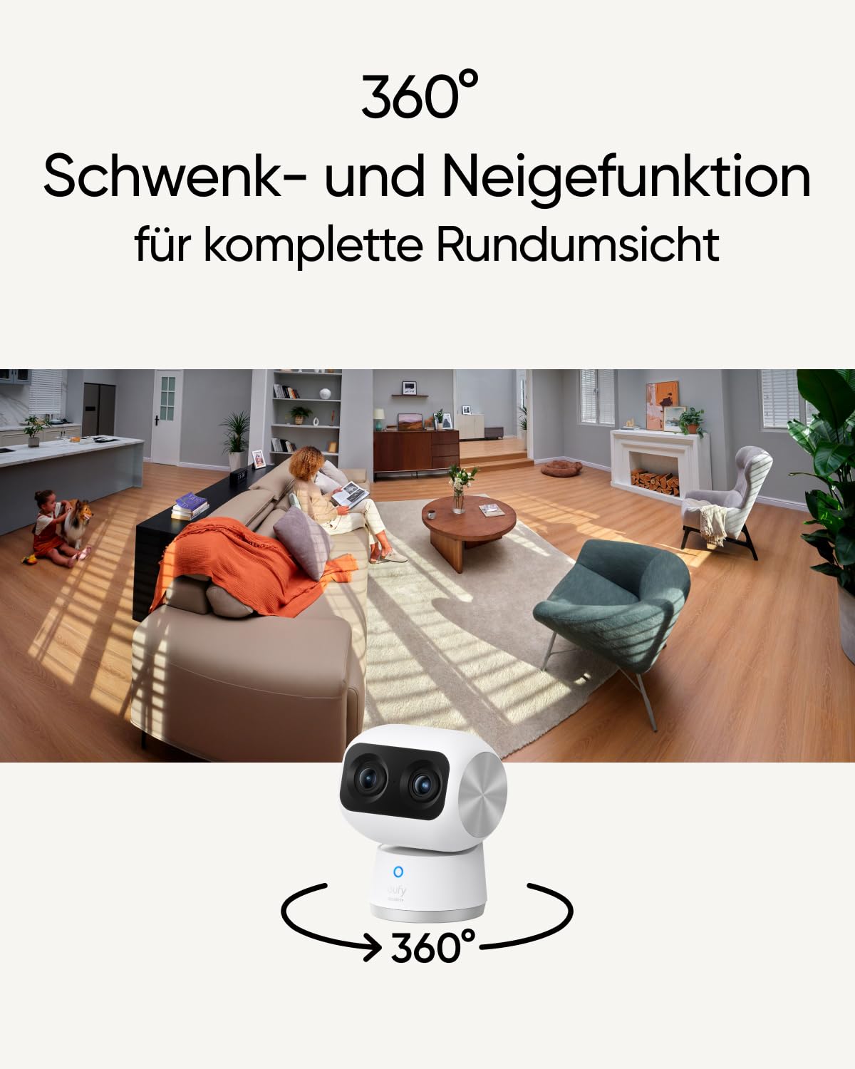 eufy Security Indoor Cam S350, Dual Kameras, 4K, Überwachungskamera innen