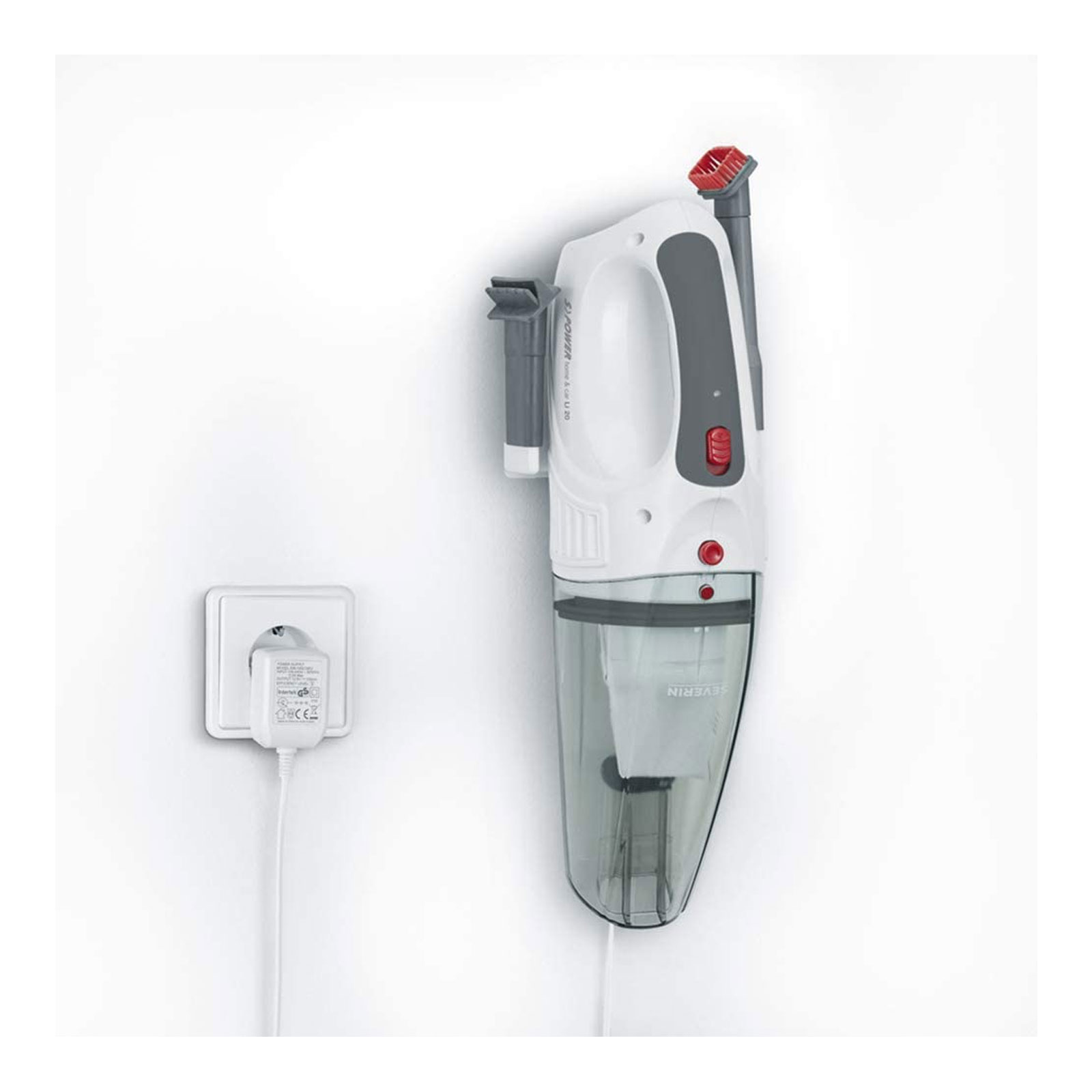 Severin HV 7144 S'Power home & car Li20 Akku-Handstaubsauger schneeweiß - granatrot