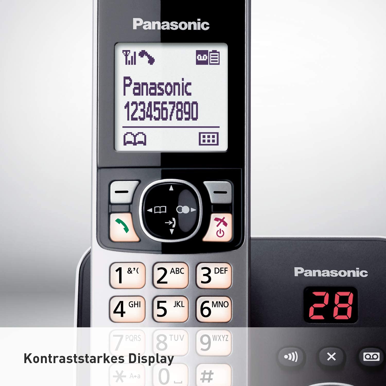 Panasonic KX-TG 6822 GB Duo schwarz Schnurloses Telefon mit Anrufbeantworter