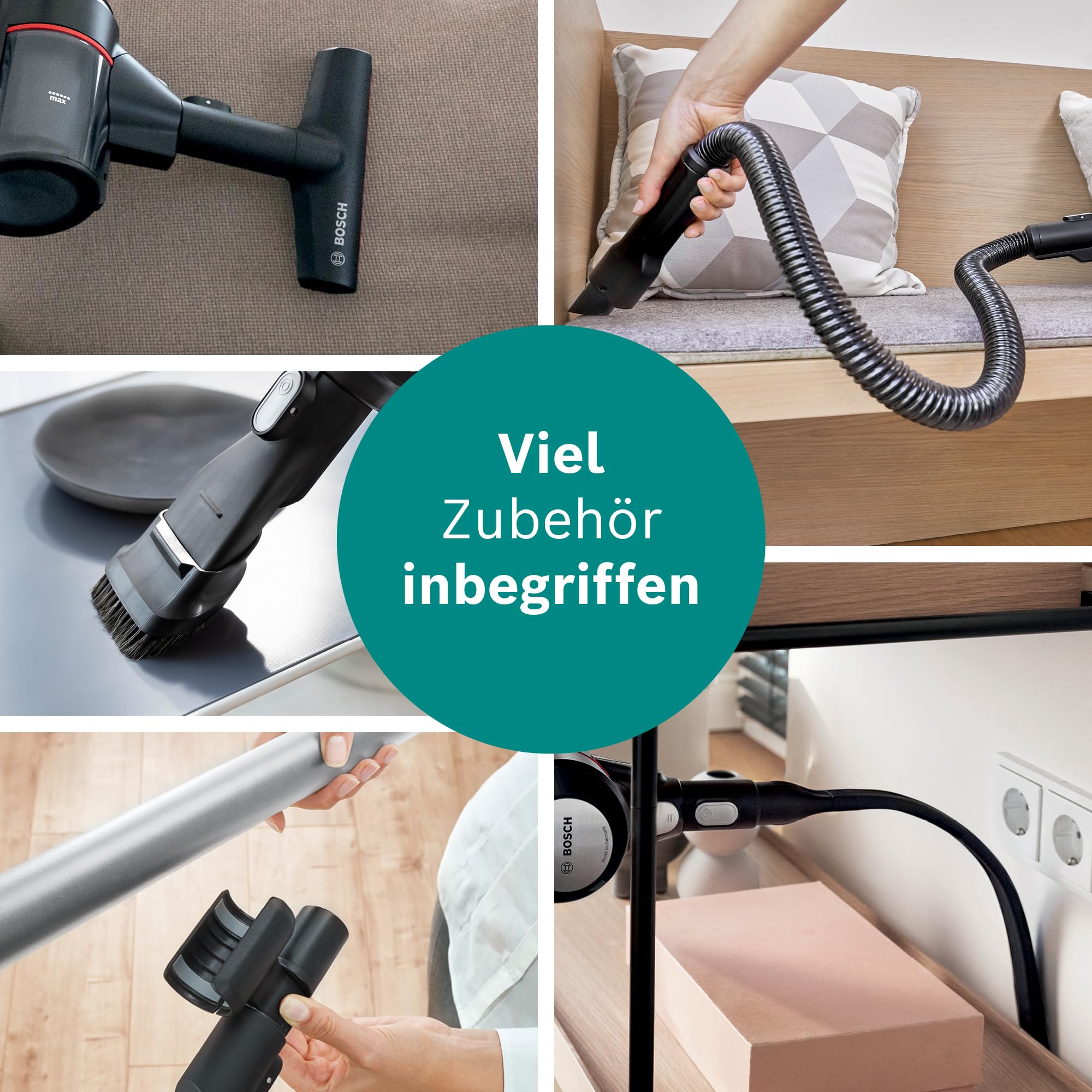 Bosch BSS715FRSH Akku-Staubsauger, Unlimited 7, Schwarz inkl Zubehör-Set BHZUKIT