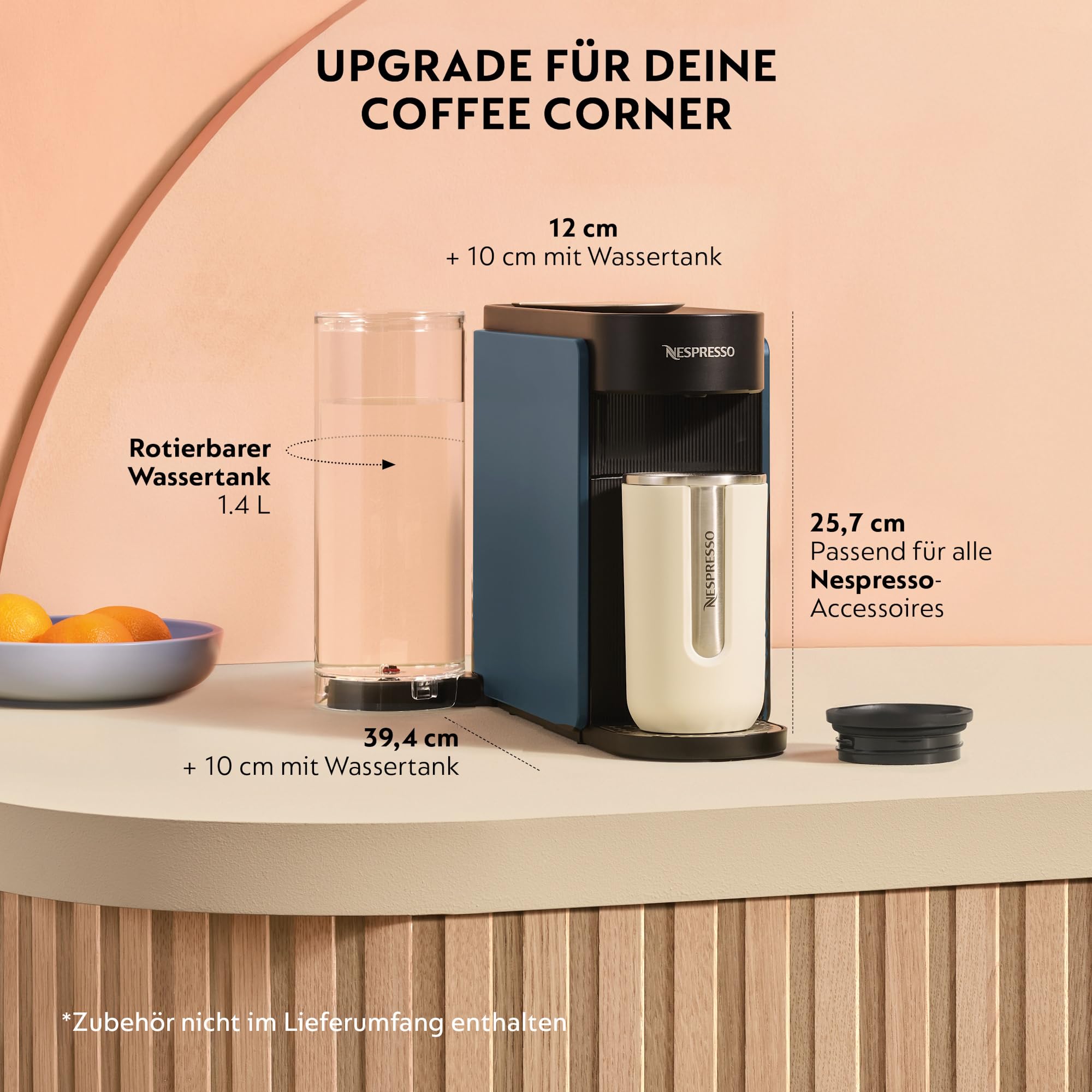 Nespresso Krups VERTUO Up Ocean Blue XN9404 inkl. Aeroccino 3 Milchaufschäumer