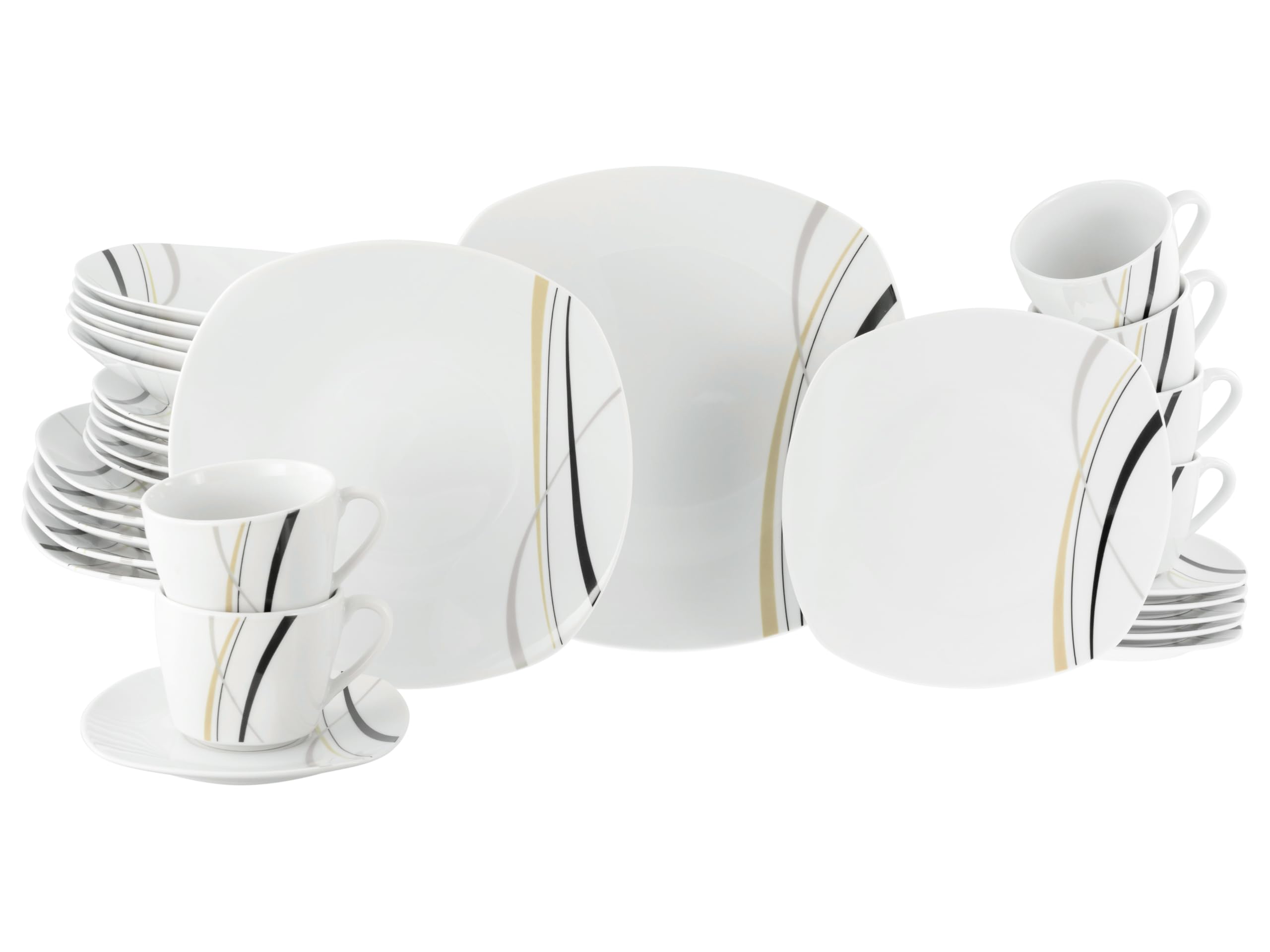 CreaTable 24030 Kombiservice Serie Square City Line 30-tlg.  6 Personen