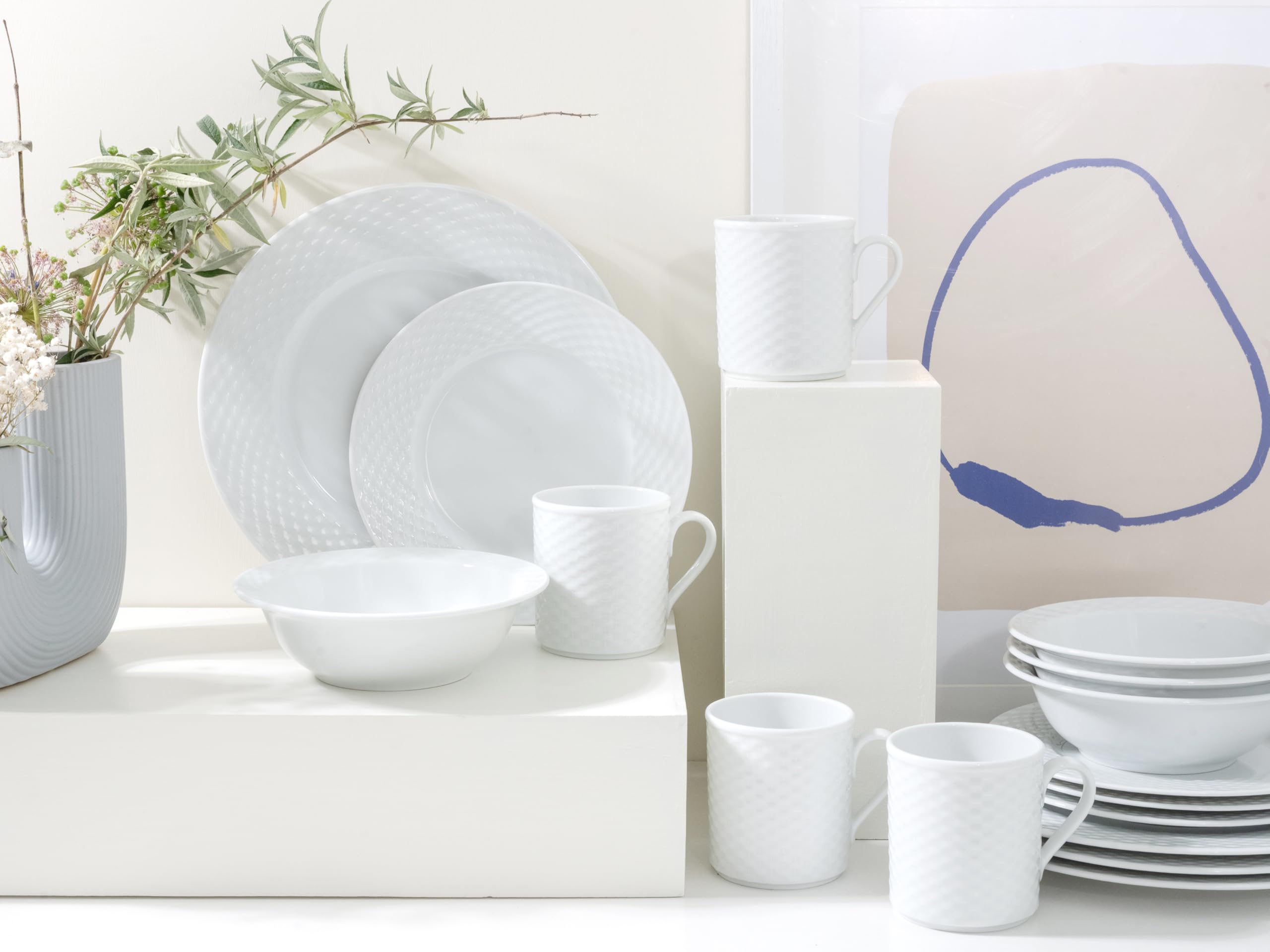 CreaTable 24643 Polo Weiss 16-tlg 4 Personen Kombiservice Porzellan