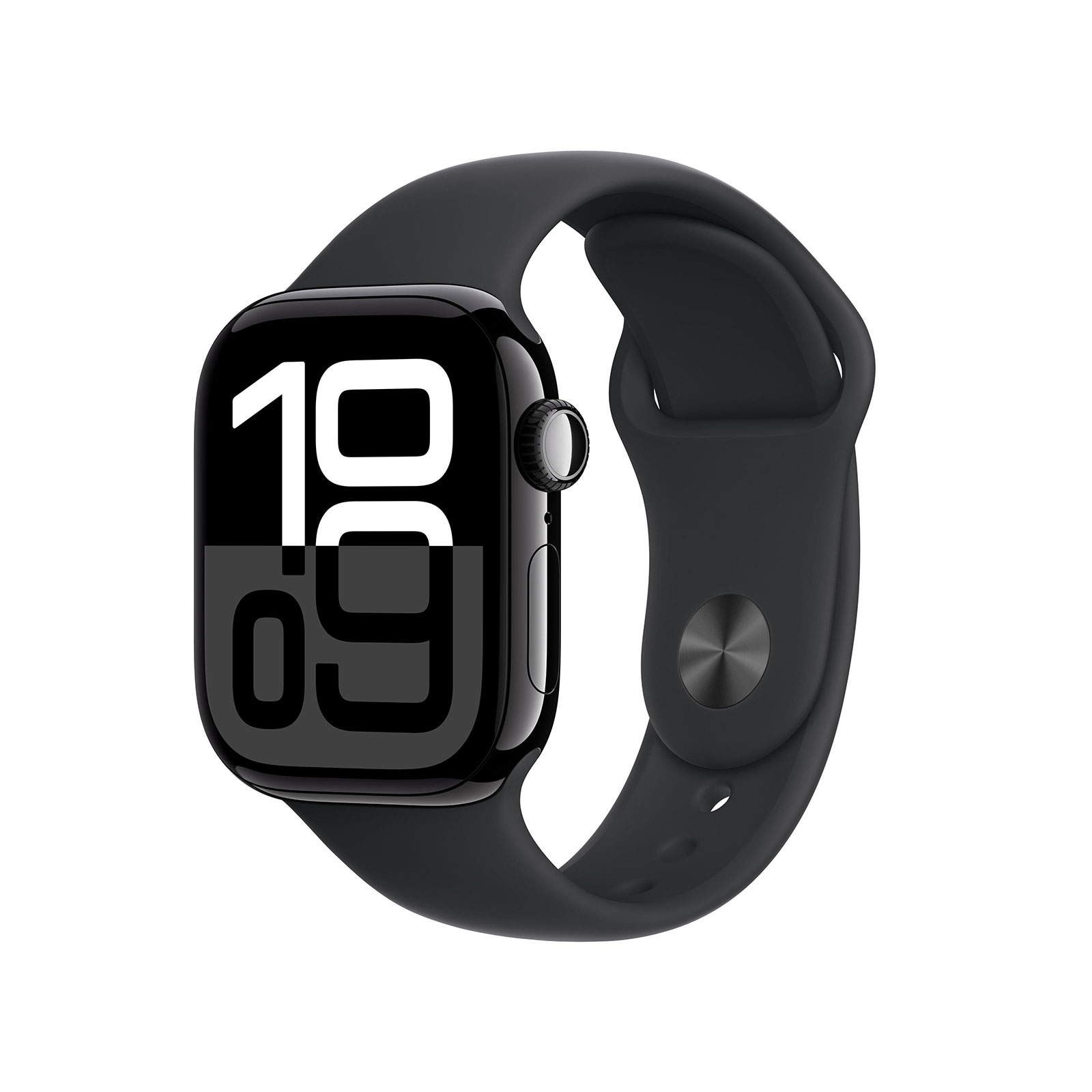Apple Watch Series 10 GPS, 42 mm Aluminiumgehäuse Diamantschwarz, Sportarmband Schwarz - S/M