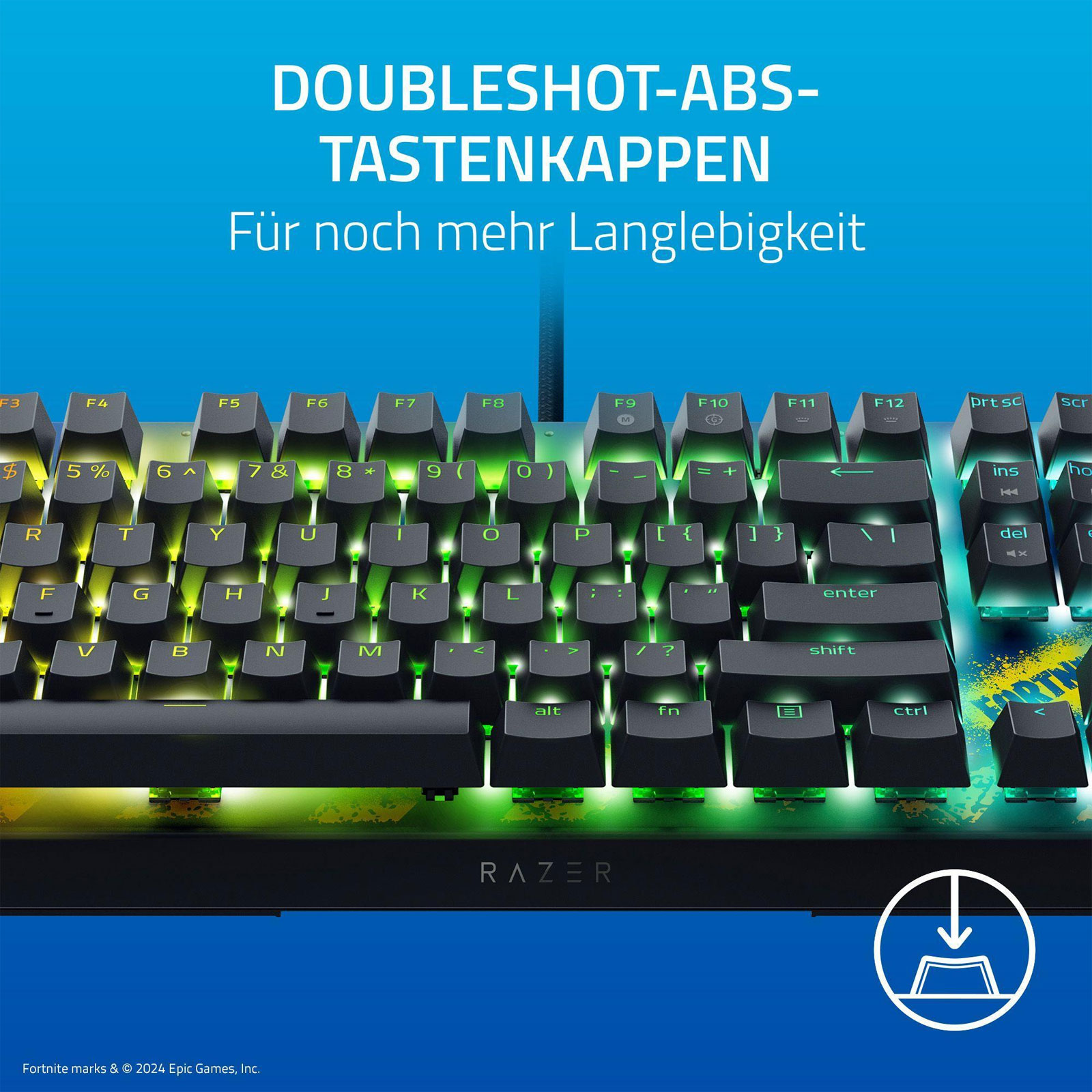 RAZER BlackWidow V4 X - Fortnite Edition, Yellow Switches (US-Layout, mechanisch)