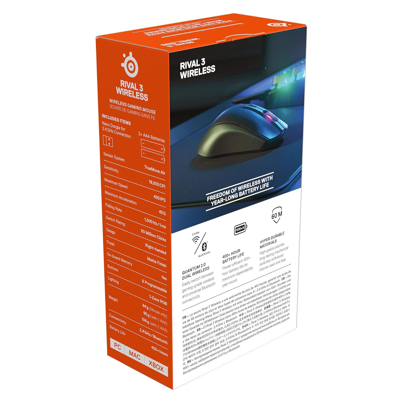 Steelseries Rival 3 Wireless, Gaming-Maus, Schwarz