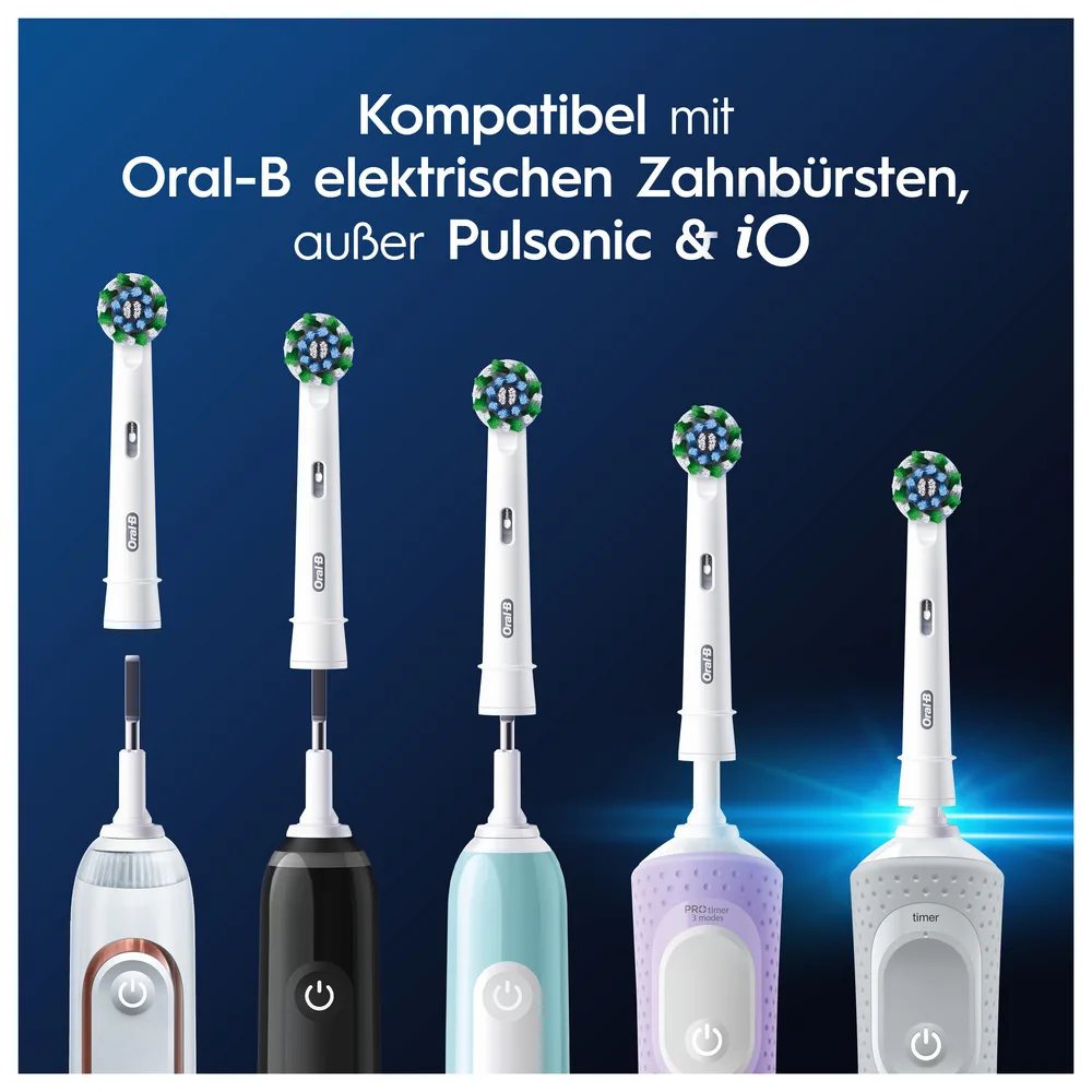 Oral-B Pro CrossAction Aufsteckbürsten, 4+1 Gratis (Garantierte Passform mit allen wiederaufladbaren Zahnbürsten von Oral-B, außer Pulsonic und iO)