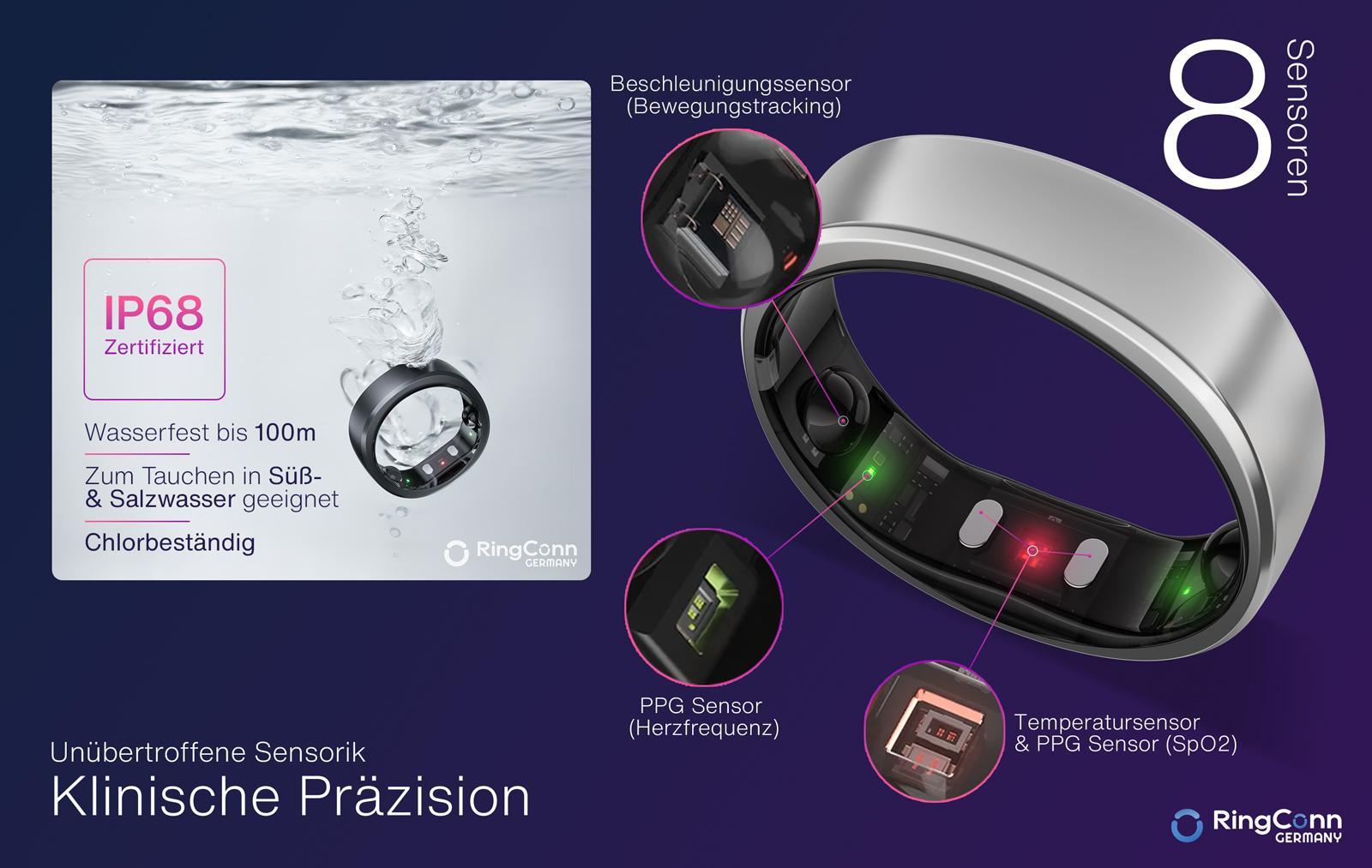 RingConn Smart Ring GEN 2, Future Silver, Gr. 11 Smartring