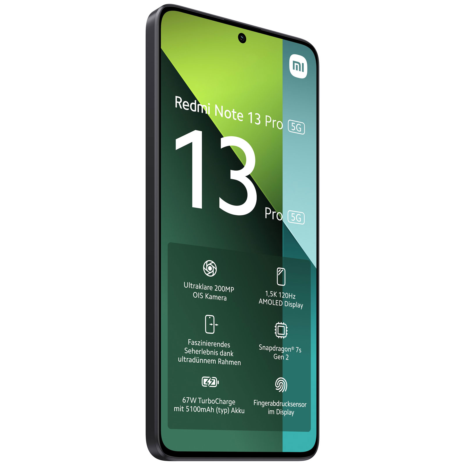 Xiaomi Redmi Note 13 Pro 5G 8GB + 256GB Ocean Teal Smartphone (6,67 Zoll, 200 MP, Triple-Kamera, 5.100-mAh, Octa-Core, Fingerabdrucksensor, Gesichtserkennung)