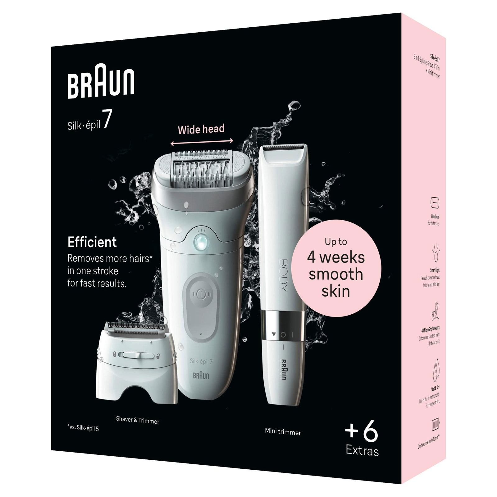 Braun Epilierer Silk-épil 7 7-441 (MicroGrip Pinzettentechnologie, Massagerollen-Aufsatz, Wet&;Dry-Anwendung, Mini-Rasierer für den Körper, Rasieraufsatz, Trimmeraufsatz, Made in Germany)