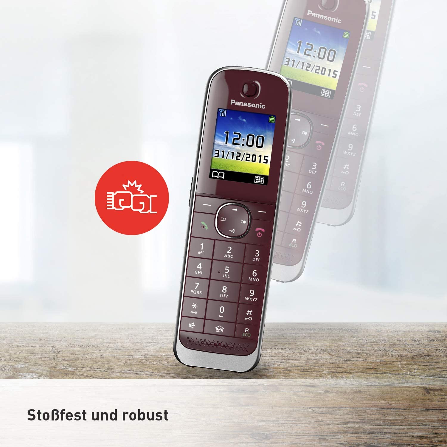 Panasonic KX-TGJ 320 GR weinrot Schnurloses-Telefon mit Anrufbeantworter