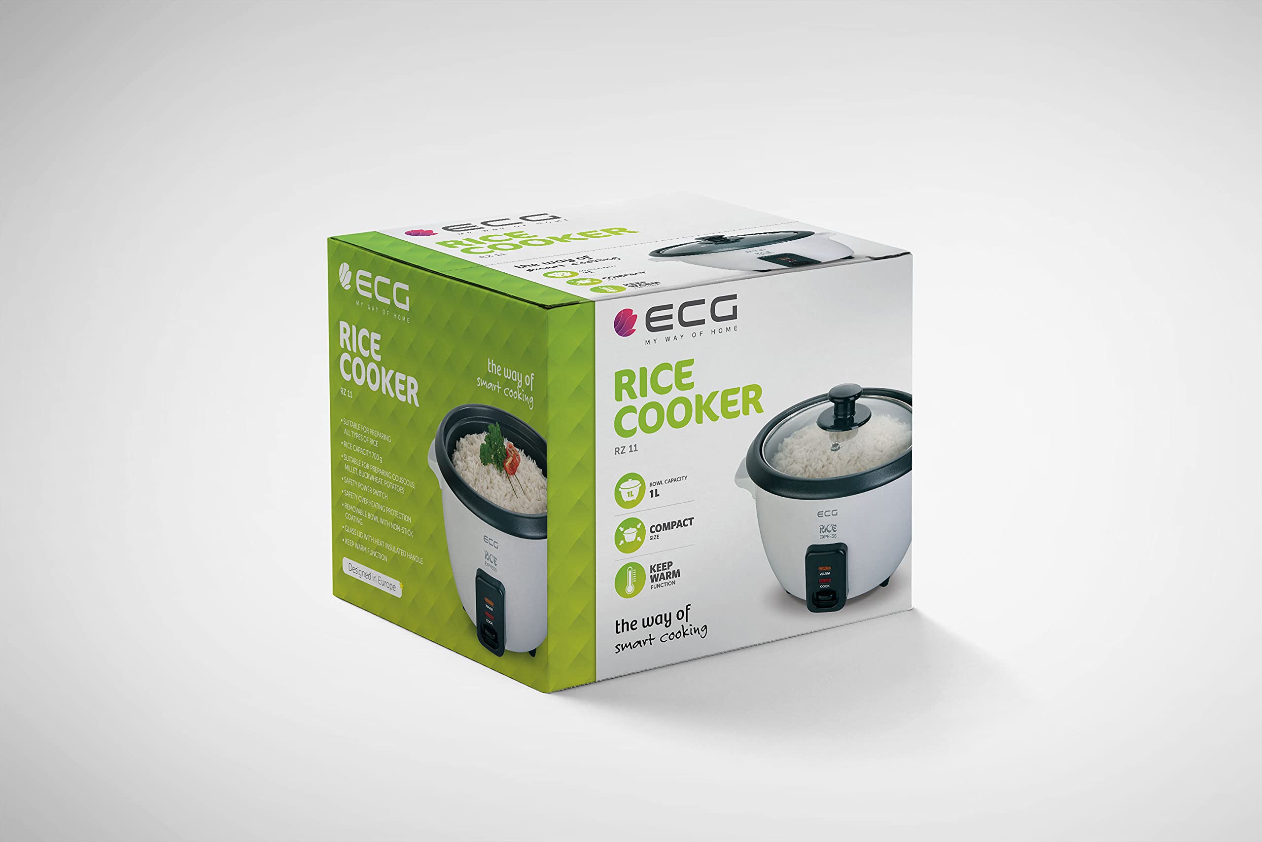 ECG RZ11 Reiskocher 1 L für alle Reisarten 400W Warmhaltefunktion