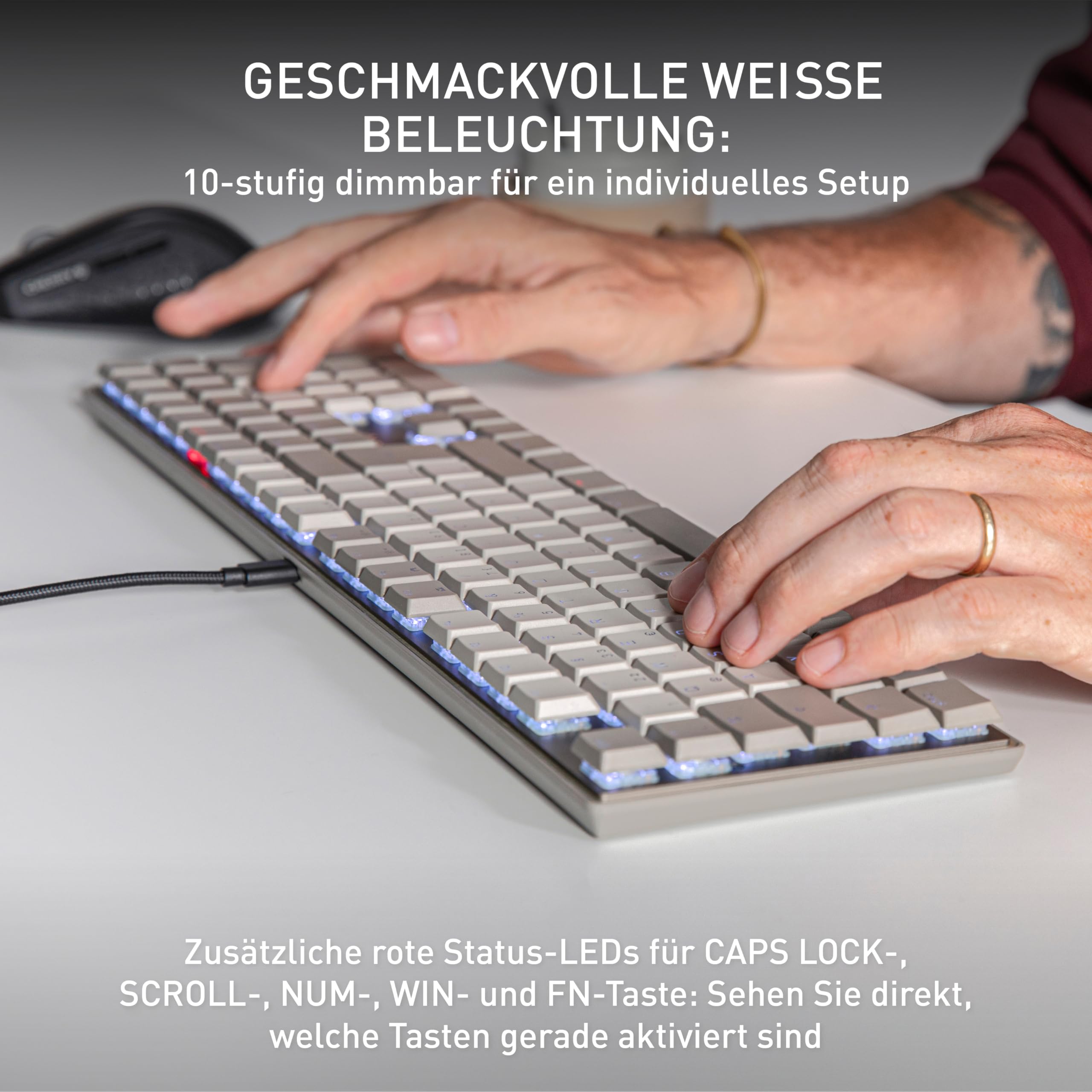CHERRY KC 500 MX LP, Mechanische Low-Profile-Tastatur, Deutsches Layout (QWERTZ)