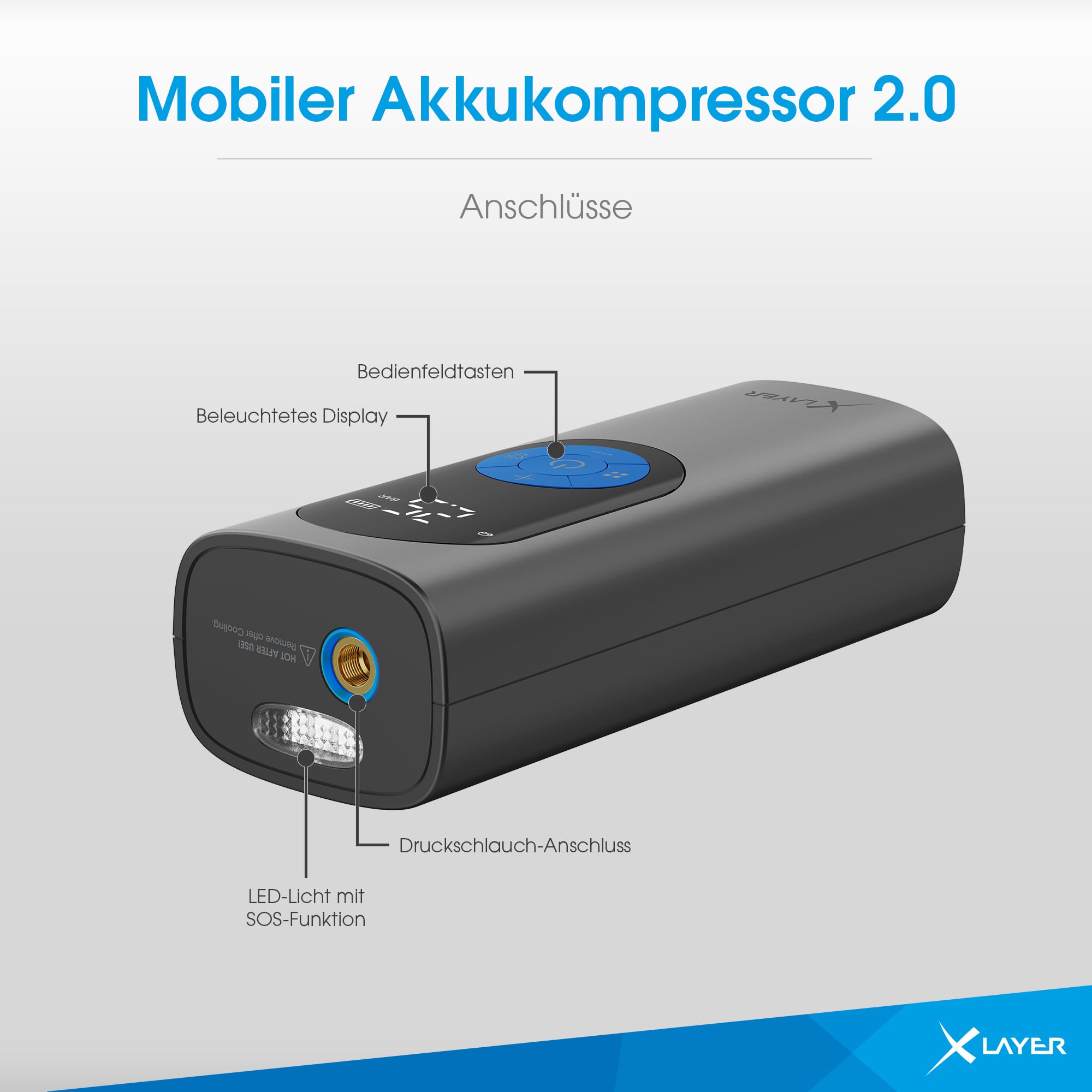 XLayer Mobiler Akkukompressor 10.0 bar 6.000 mAh