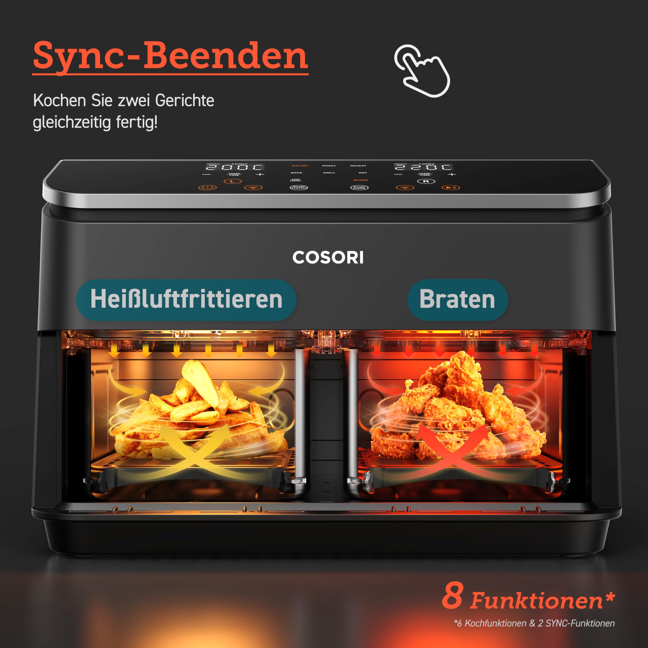 Cosori CAF-R901-AEU Doppel-Heißluftfritteuse