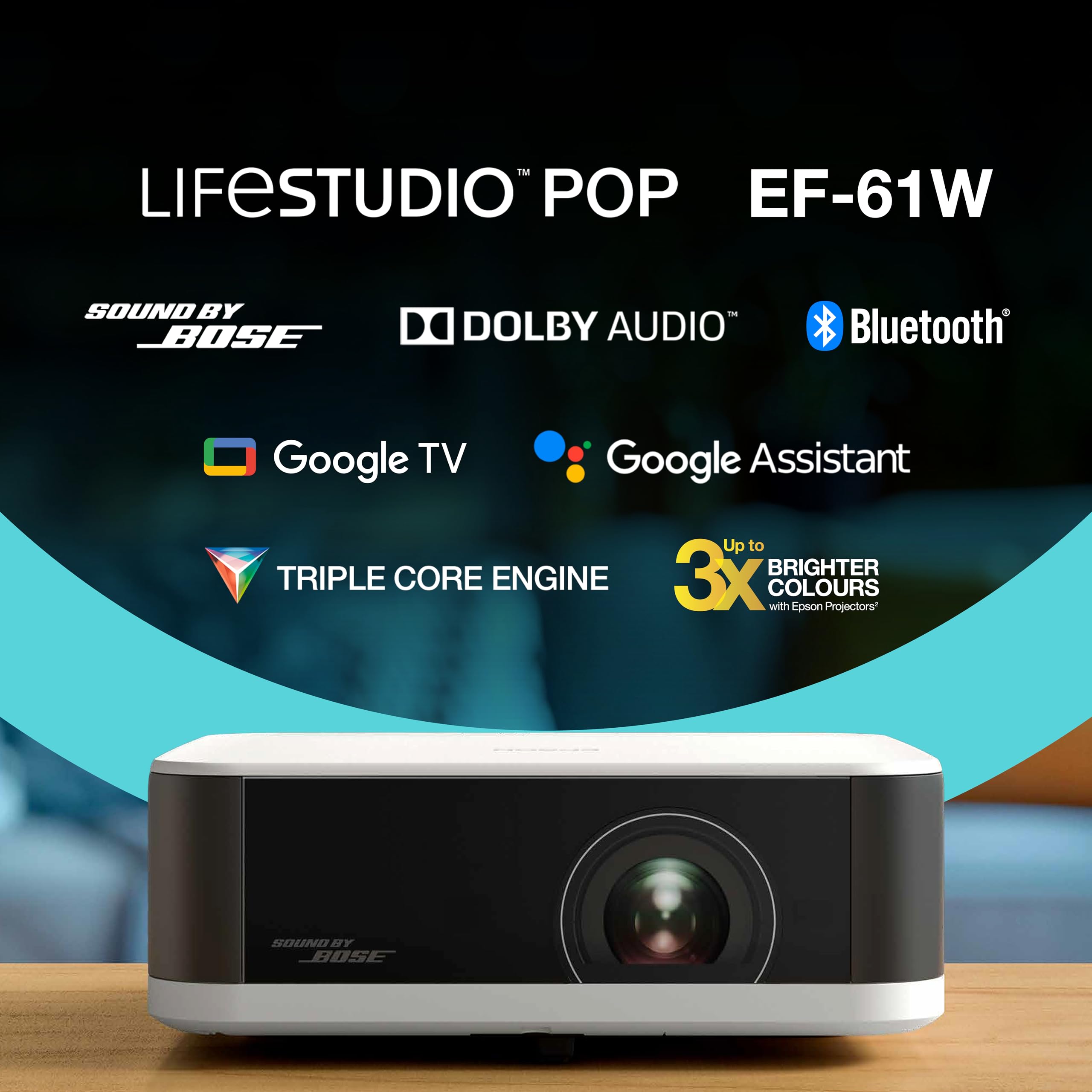 Epson Lifestudio Pop EF-61W Diamantweiß tragbarer Smart-Projektor