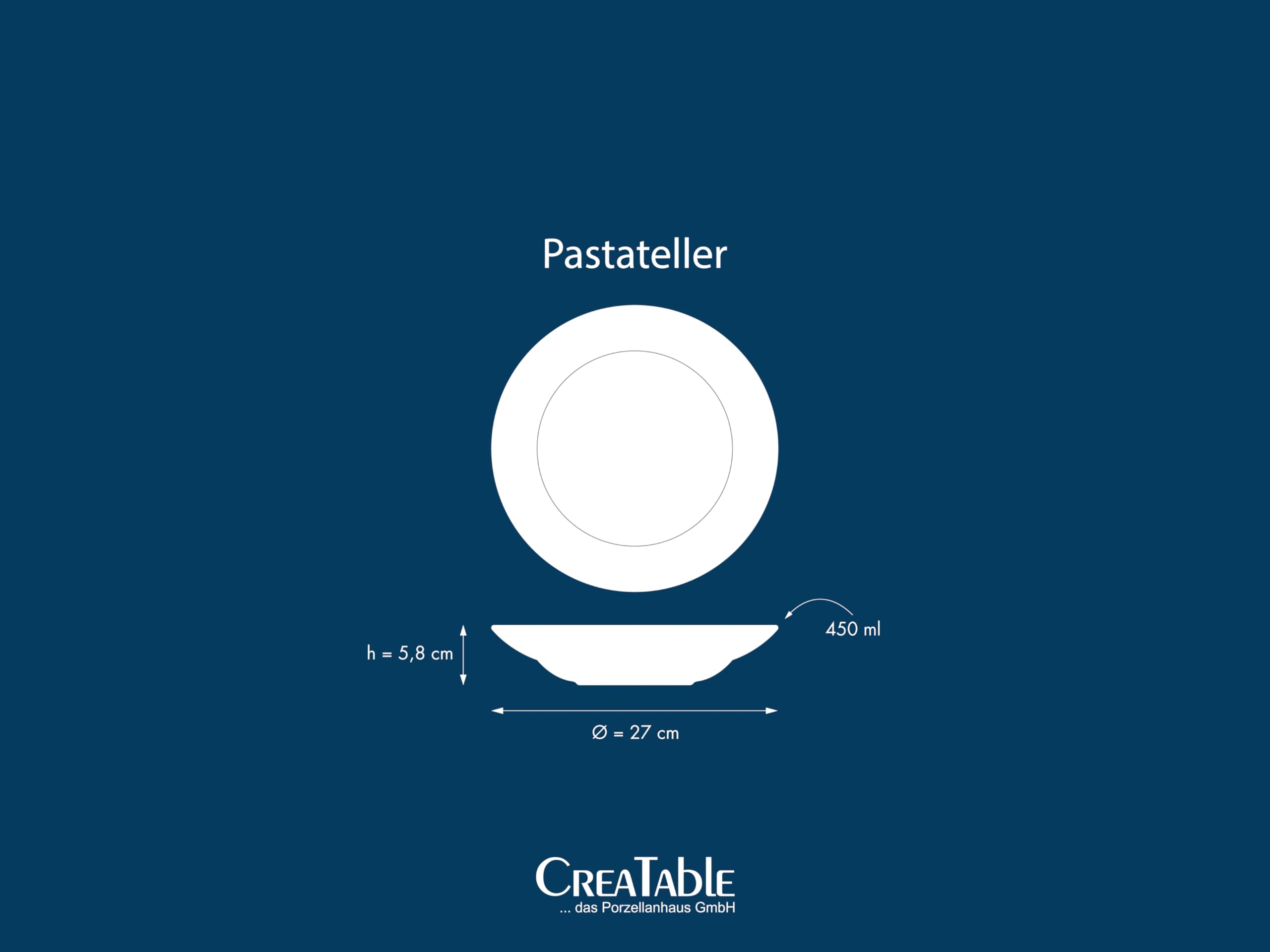 Creatable 24444 Pastateller Serie Milano Pasta 4-tlg. 4 Personen