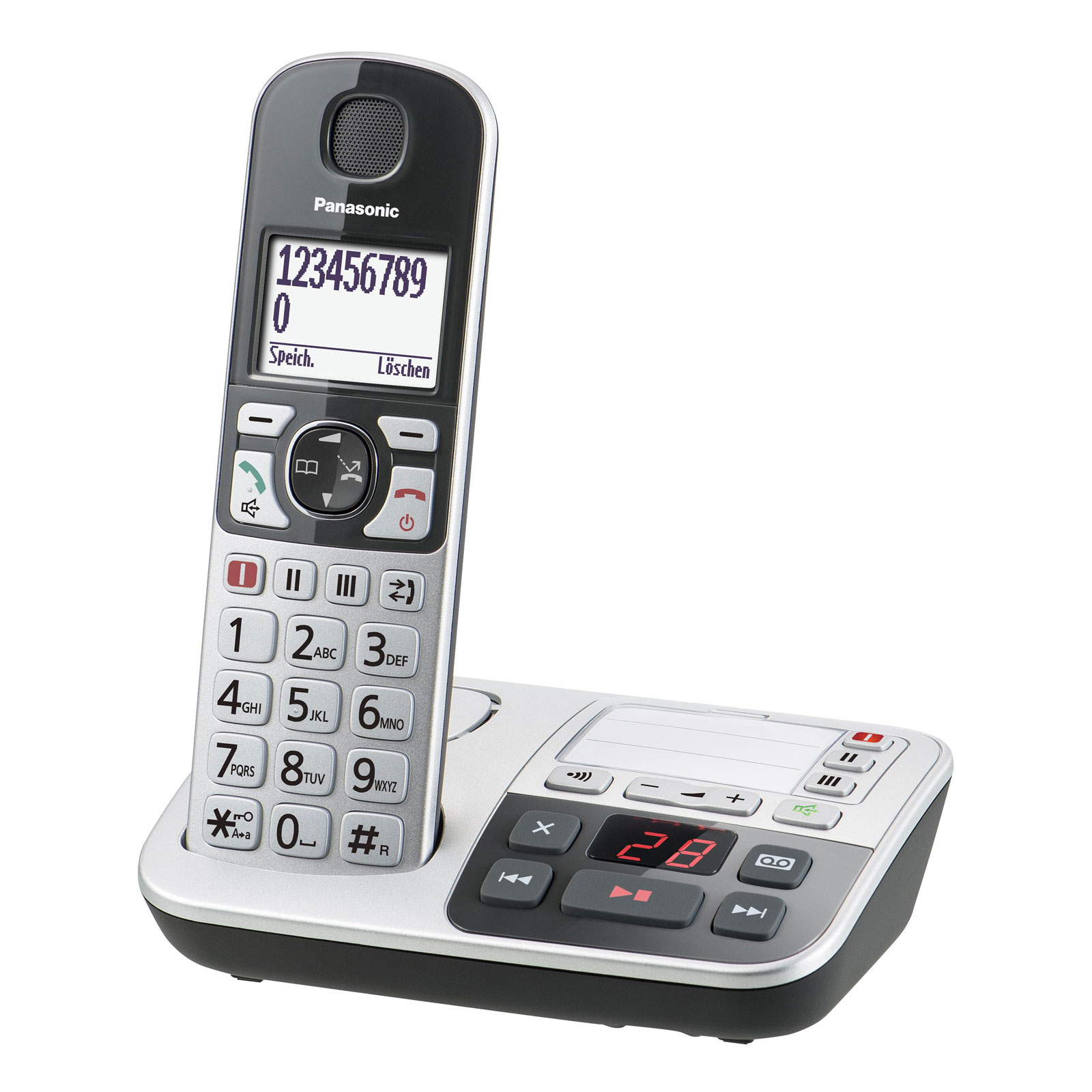 Panasonic KX-TGE520GS DECT Seniorentelefon mit Notruf und Anrufbeantworter