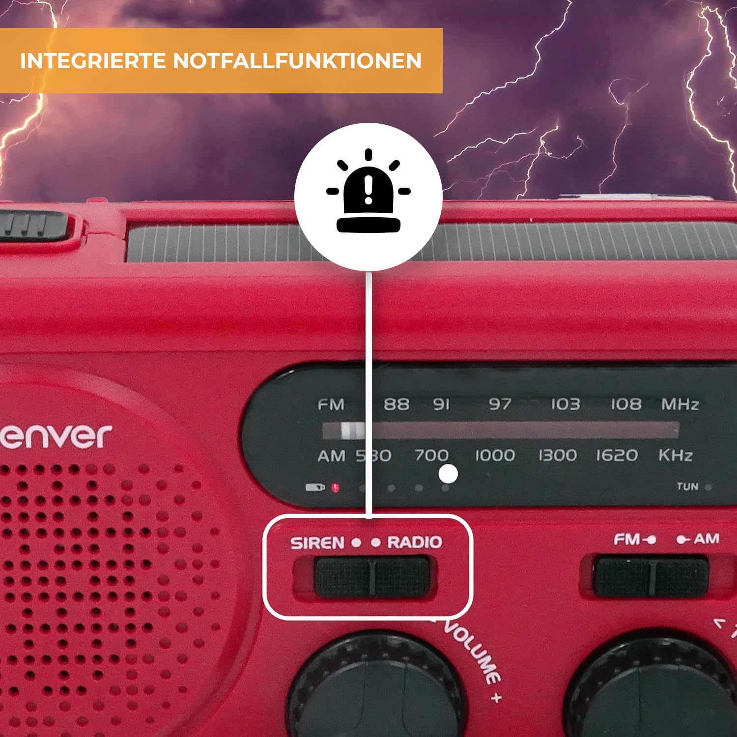 Denver SCR-2010MK2 Kurbelradio Notfallradio Solar – AM/FM Weltempfänger