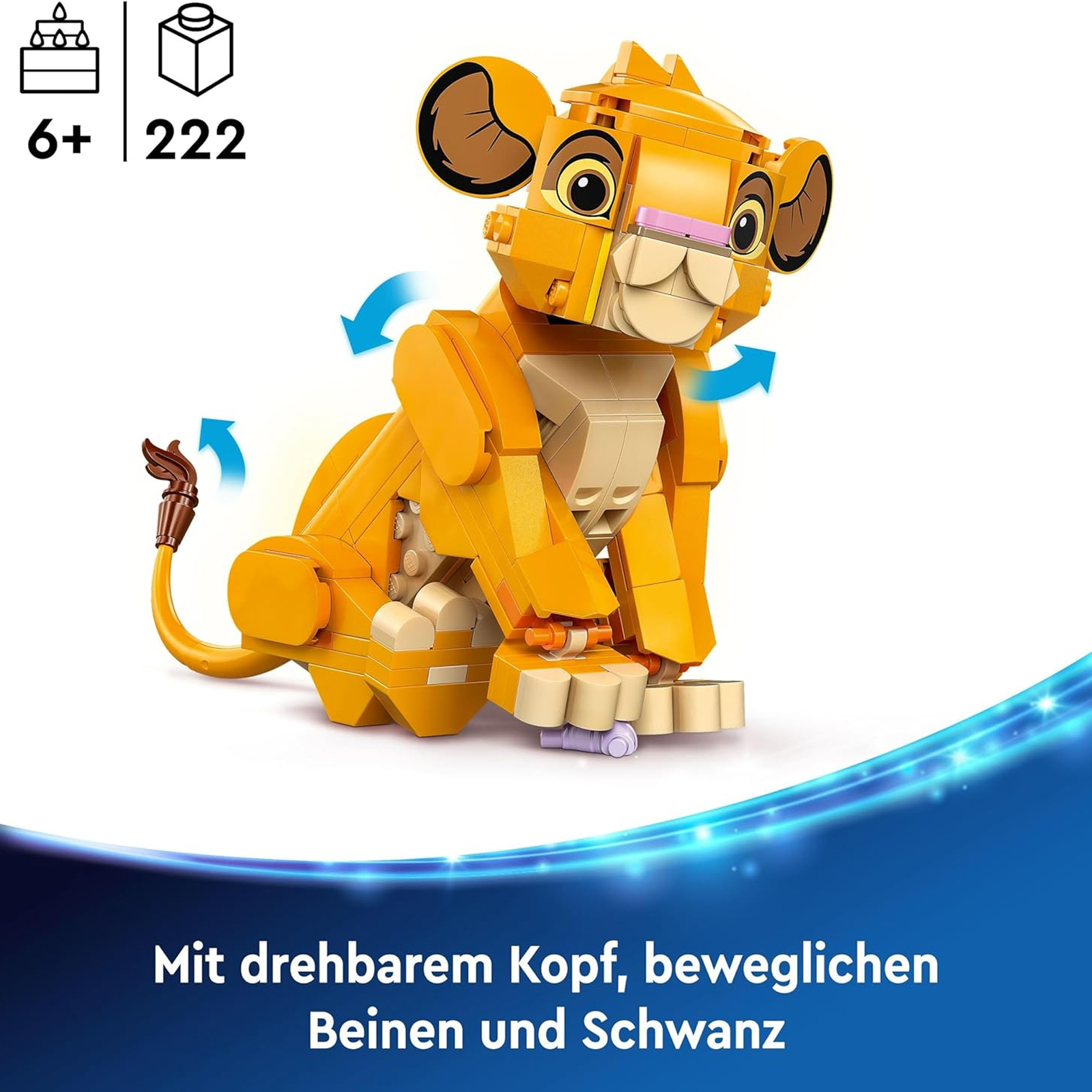 Lego Disney Simba, das Löwenjunge des Königs, Bauspielzeug für Kinder