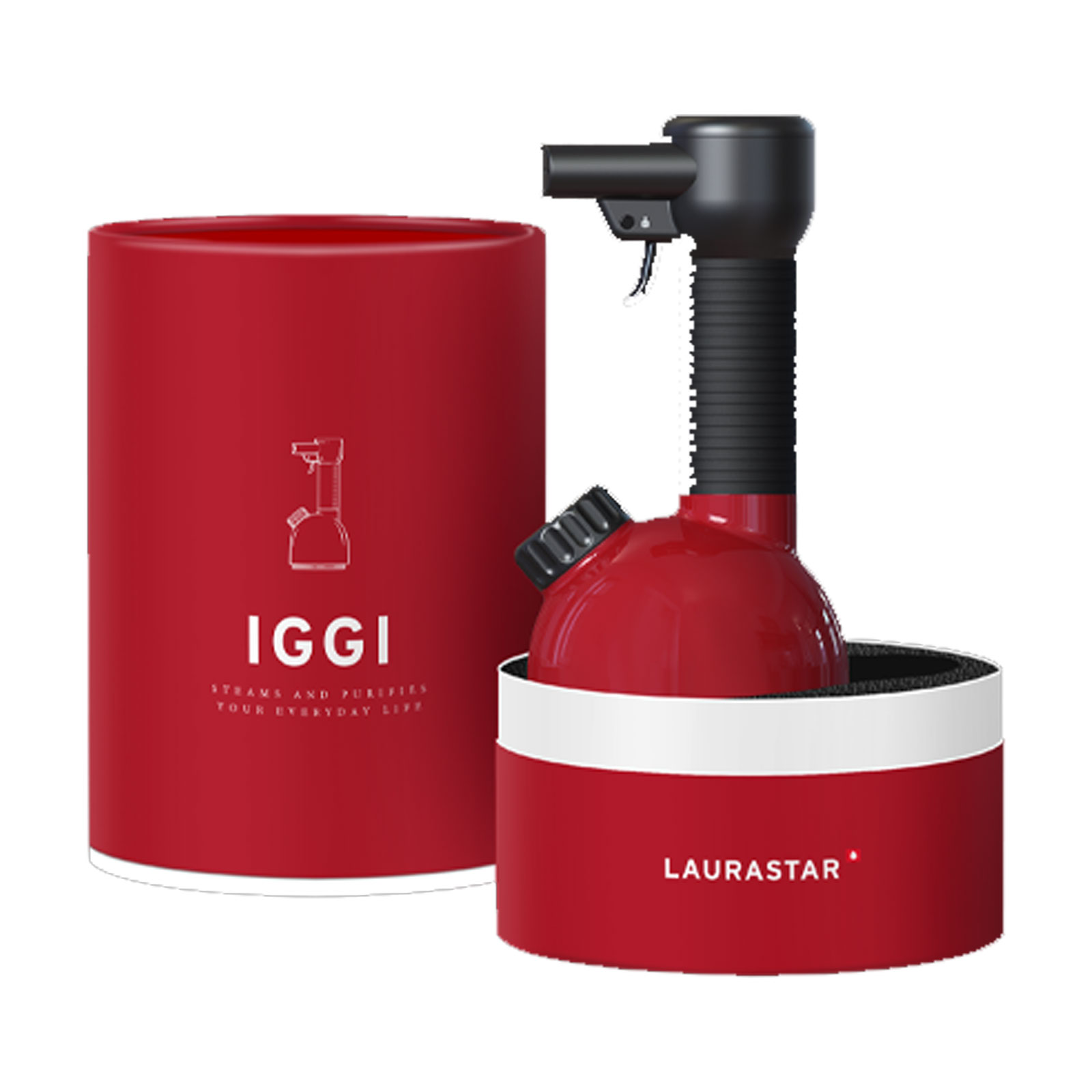 LAURASTAR IGGI Pure Intense Red Steamer (Dampfbürste, 3,9 bar, Transportbeutel)