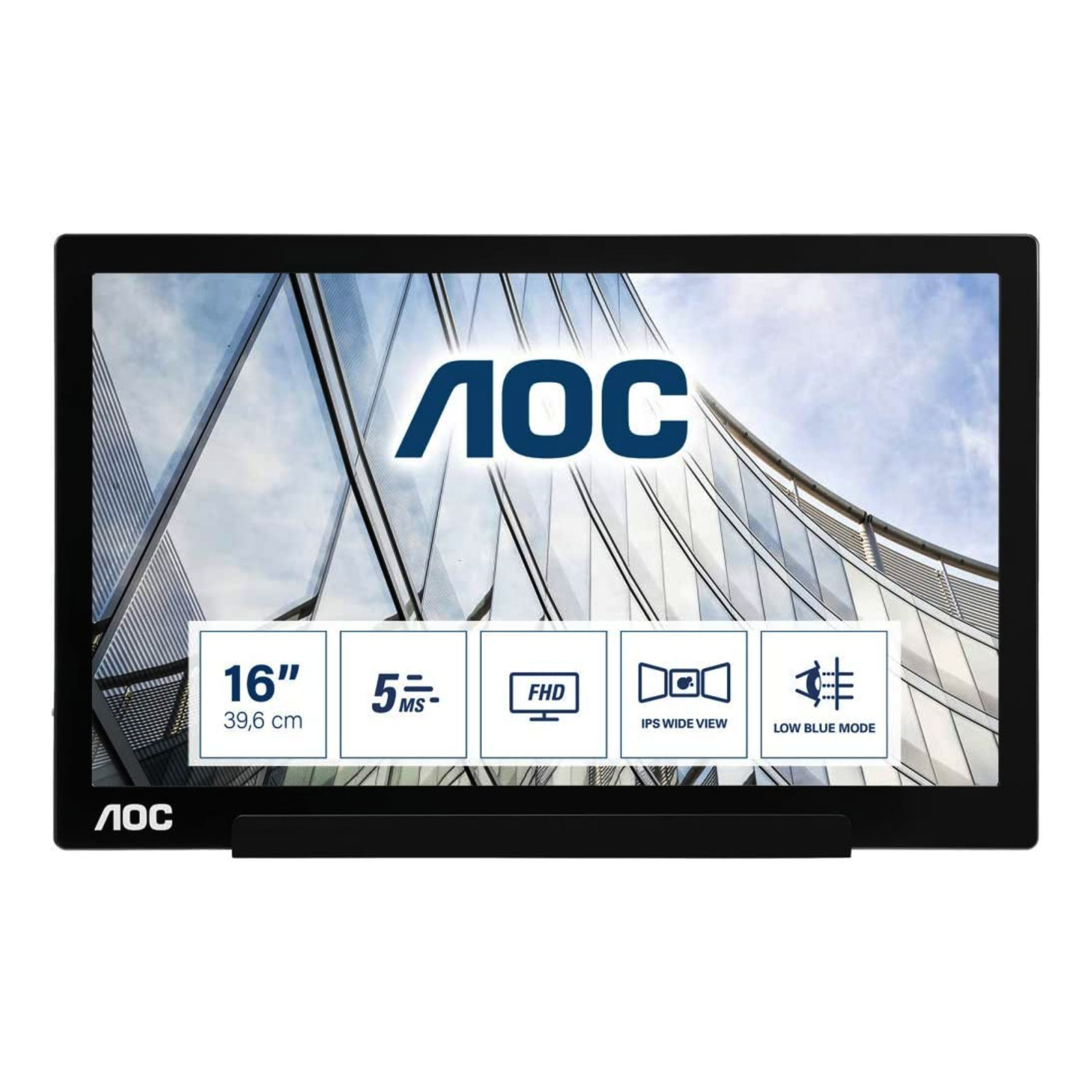 AOC I1601FWUX 39,6 cm (15.6 Zoll) 1920 x 1080 Pixel Full HD LED Monitor (B, 15.6°, Full HD, 1920 x 1080 Pixel, 16:9, 5 ms Reaktionszeit, 60 Hz, neigbar)