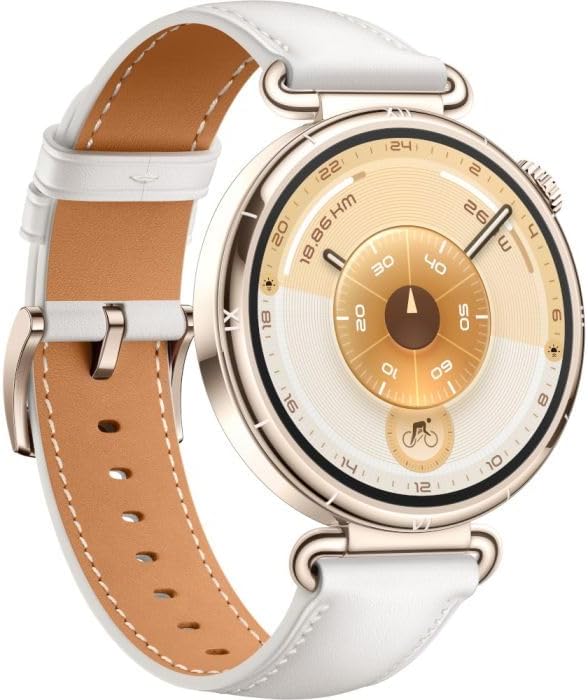 Huawei Watch GT6, 41mm, Goldfarbenes Edelstahlgehäuse mit weißem Kompositarmband Huawei Watch GT6, 41mm, Goldfarbenes Edelstahlgehäuse mit weißem Kompositarmband