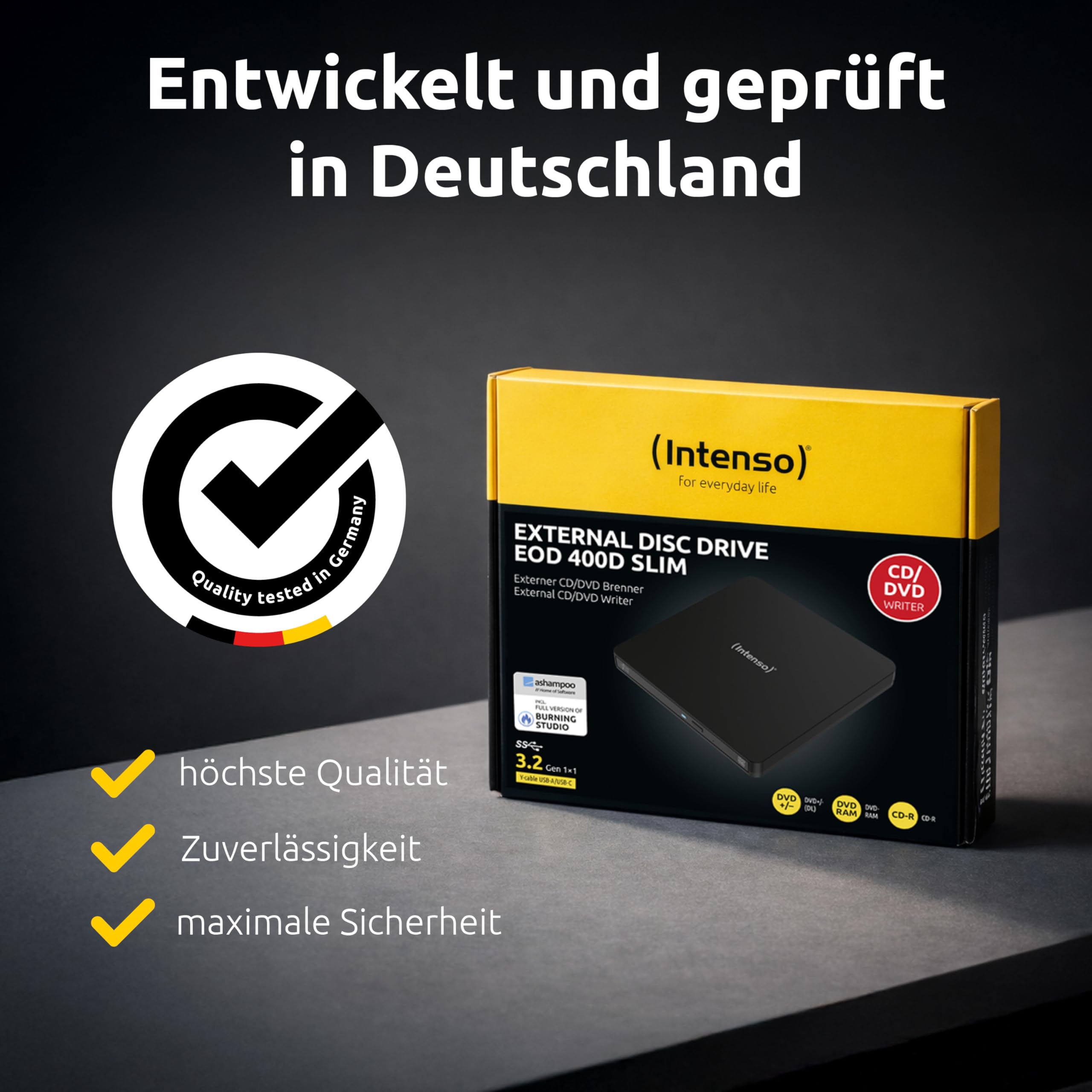 Intenso EOD 400D Slim externer CD/DVD-Brenner, Schwarz