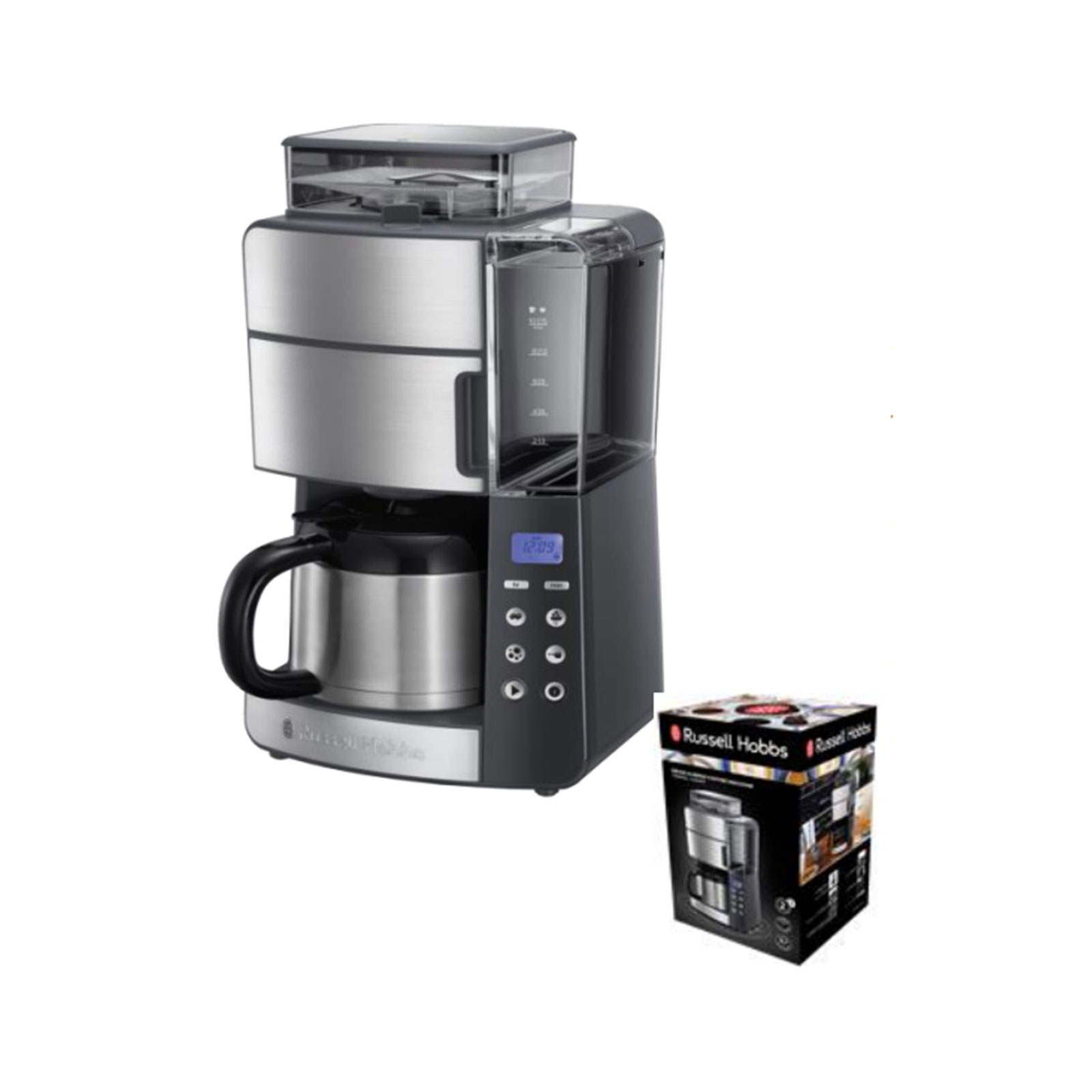 Russell Hobbs 25620-56 Grind & Brew Thermo-Kaffeeautomat mit Mahlwerk Edelstahl / schwarz
