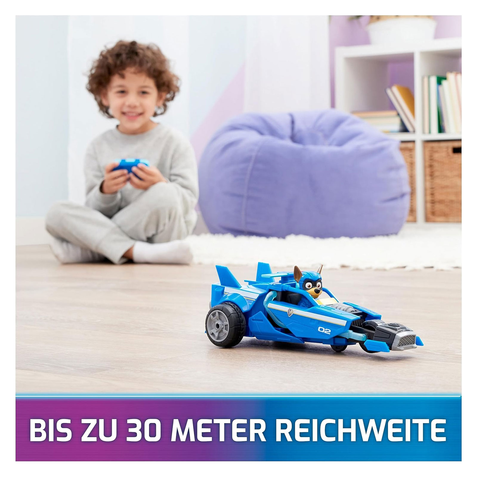 Paw Patrol Der Mighty Kinofilm, RC Polizeiauto mit Chase im Fahrersitz ferngesteuertes Auto