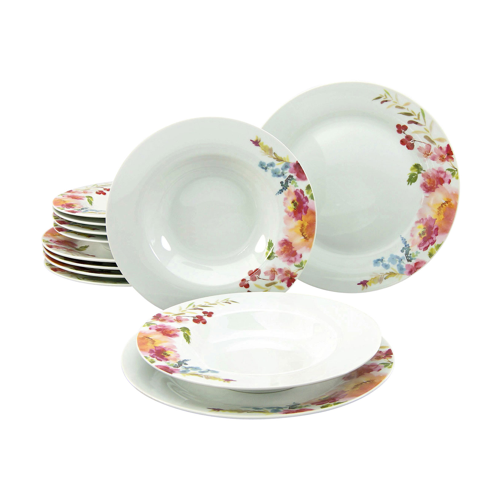CreaTable, 20482, Serie FLOWER DREAMS, Geschirrset, Tafelservice 12 teilig