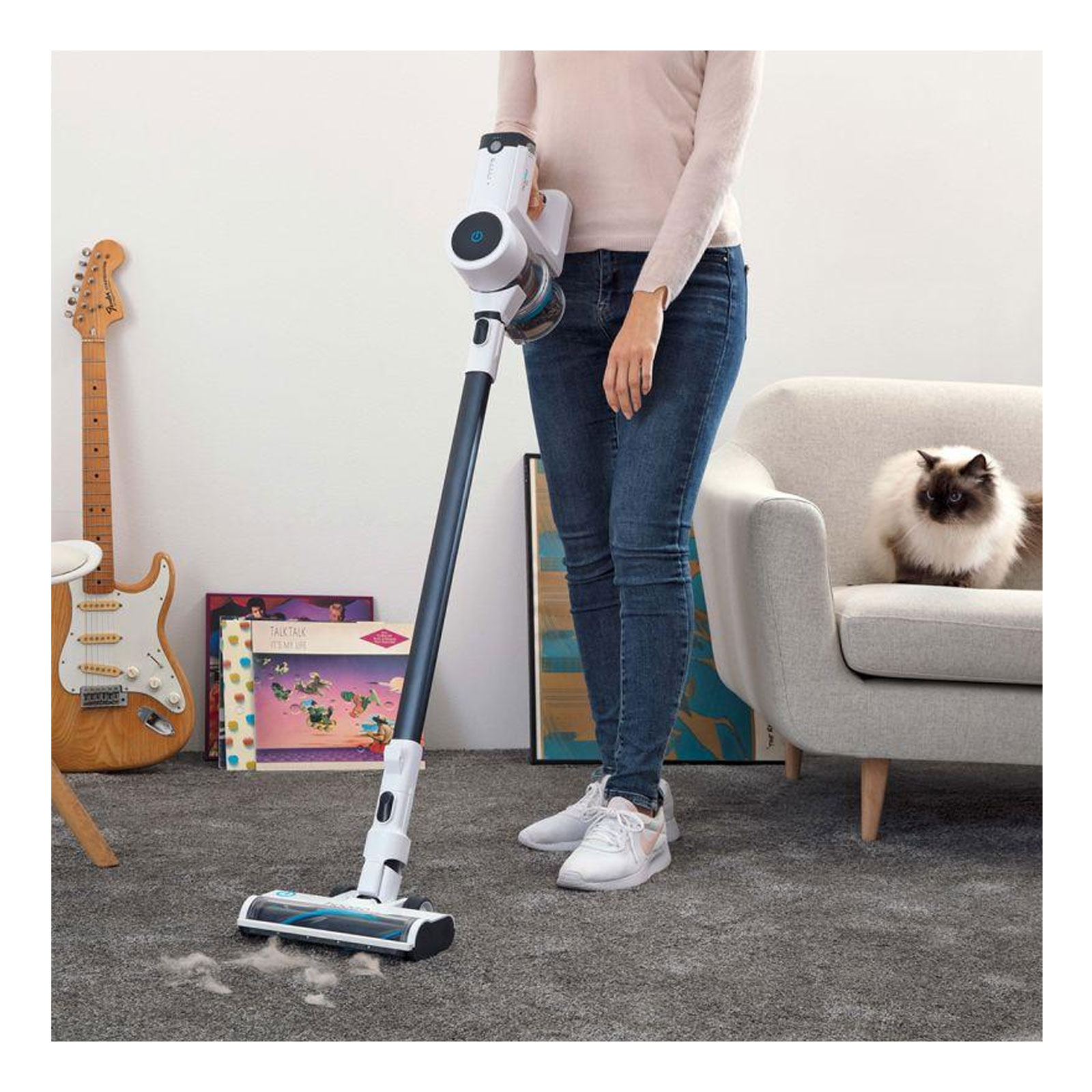 hoogo S4 Akku-Handstaubsauger mit Stiel (kabellos, beutellos, 400 W, Universalbürste, Polsterbürste)