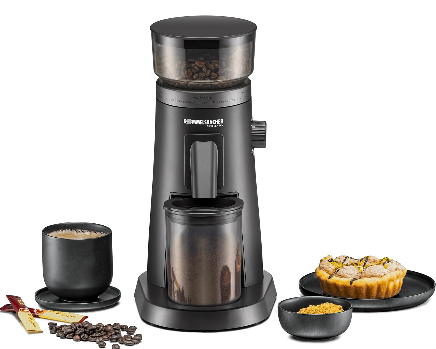 ROMMELSBACHER Premium Kaffeemühle EKM 600, Edelstahl Kegelmahlwerk