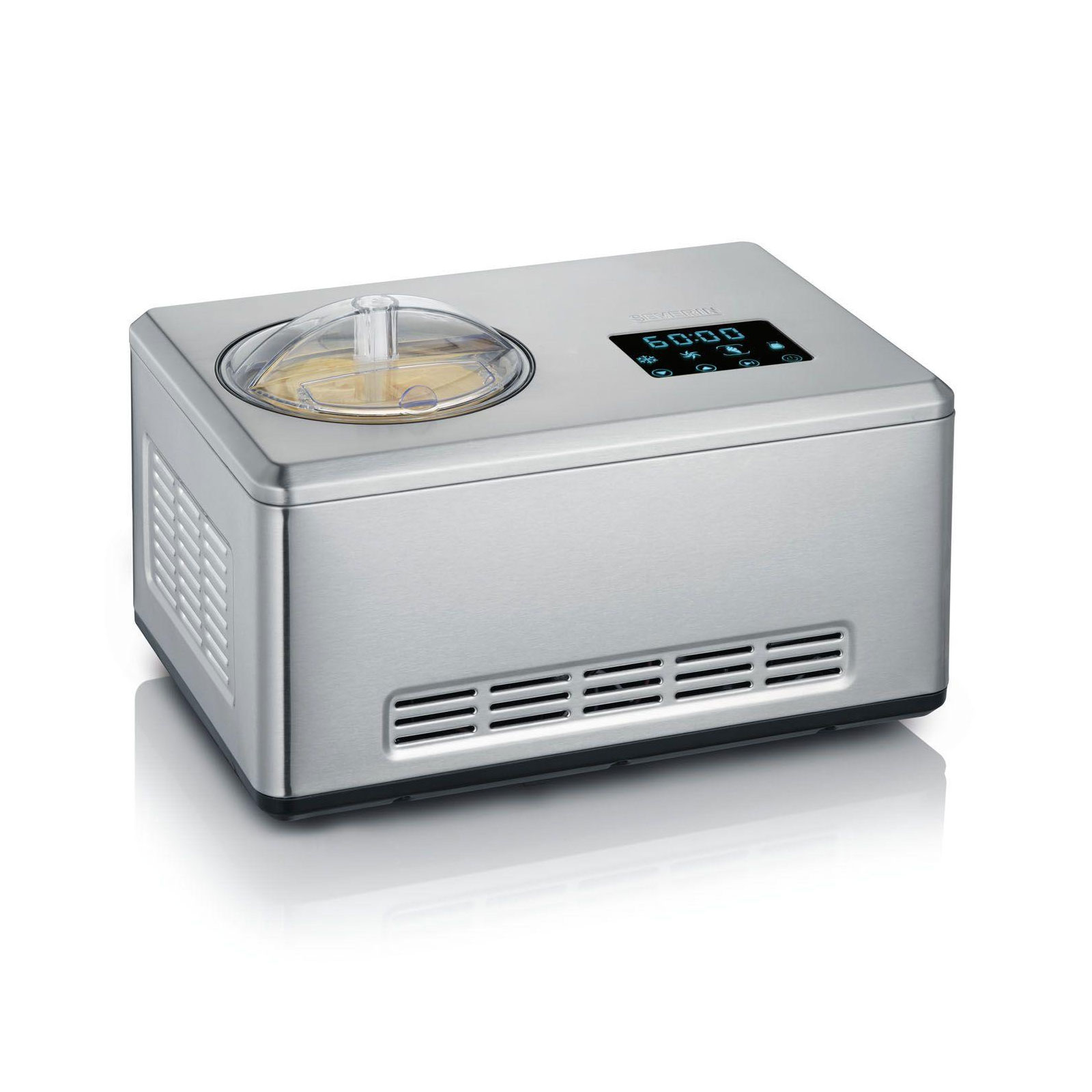 Severin EZ 7406 2-in-1-Eismaschine mit Joghurt-Funktion und 2 Eisbehältern gebürsteter Edelstahl