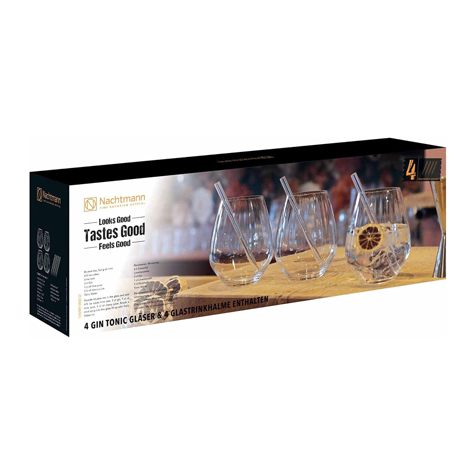 Spiegelau Gin&Tonic Set/4 + 4 Glastrinkhalme 7601/8tlg Tastes Good