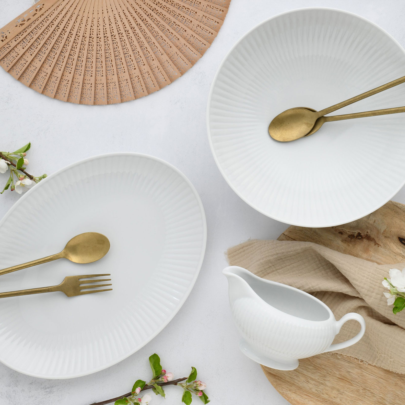 CreaTable, 21883, Serie Valencia, 3-teiliges Geschirrset, Servier Set aus Porzellan