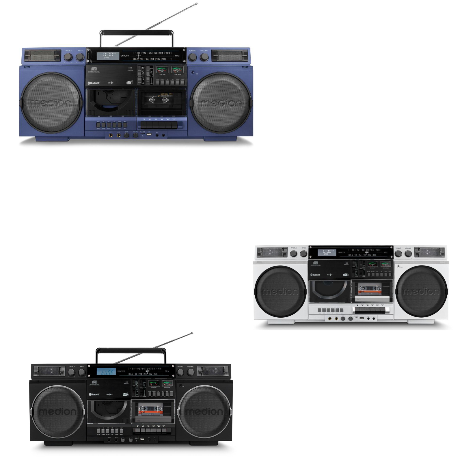 Medion LIFE P66538 (MD44538) Retro-Boombox blau DAB+/PLL-UKW Radio, Bluetooth, CD-Player, Kassettendeck