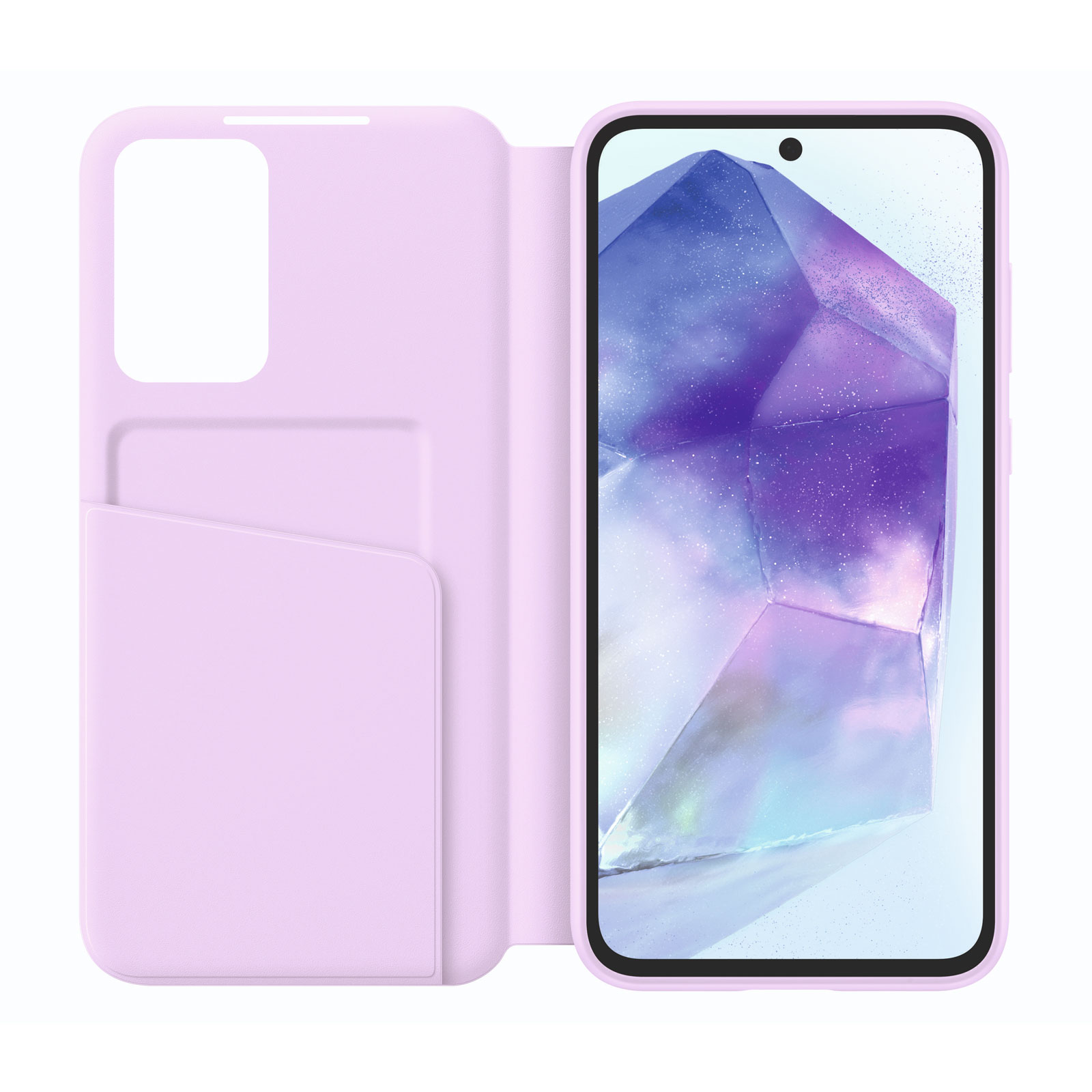 Samsung EF-ZA556 für Galaxy A55 Smart View Wallet Case Lavender Handyhülle (EF-ZA556CVEGWW)
