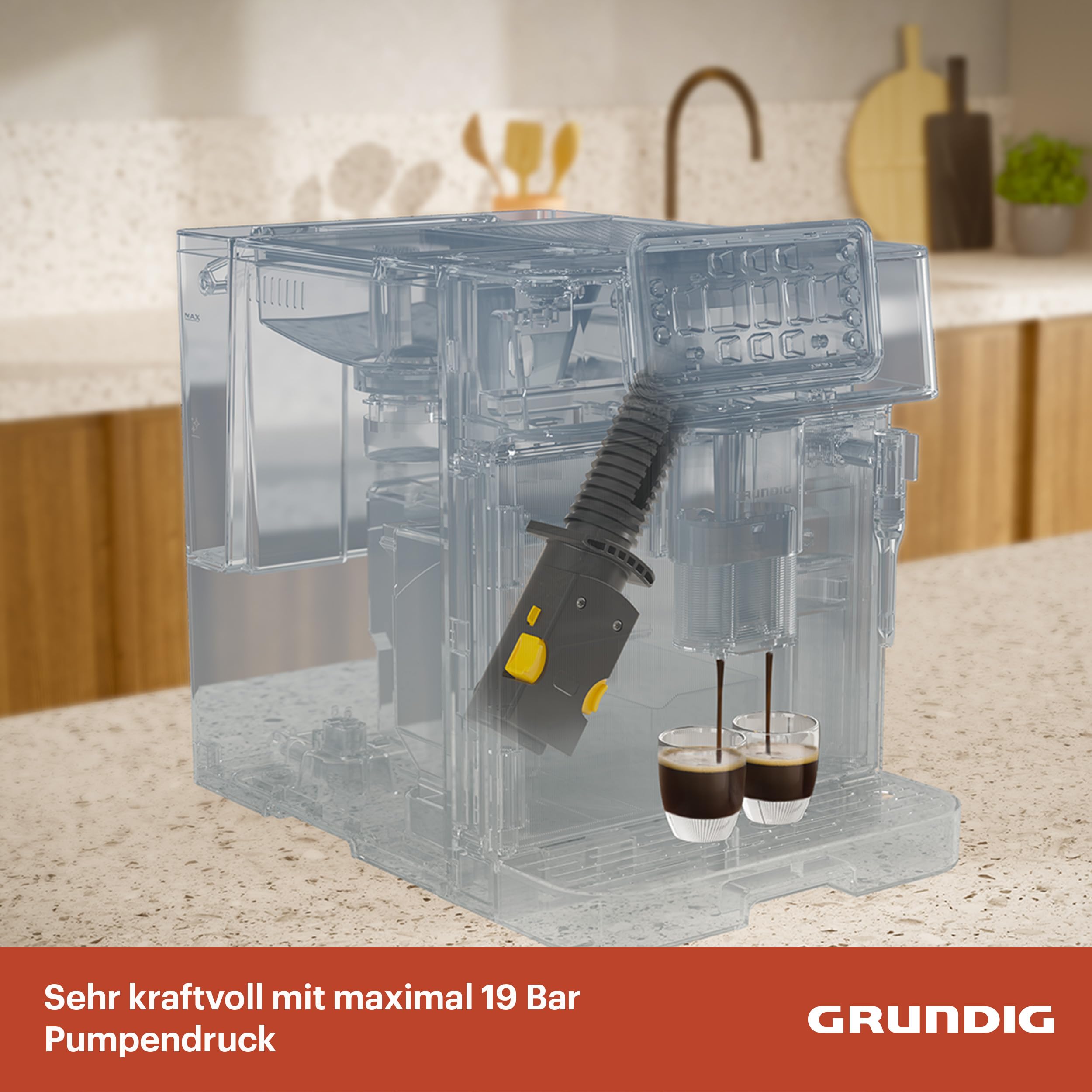 GRUNDIG KVA 6230 Kaffeevollautomat mit Milchaufschäumdüse, Edelstahlmahlwerk