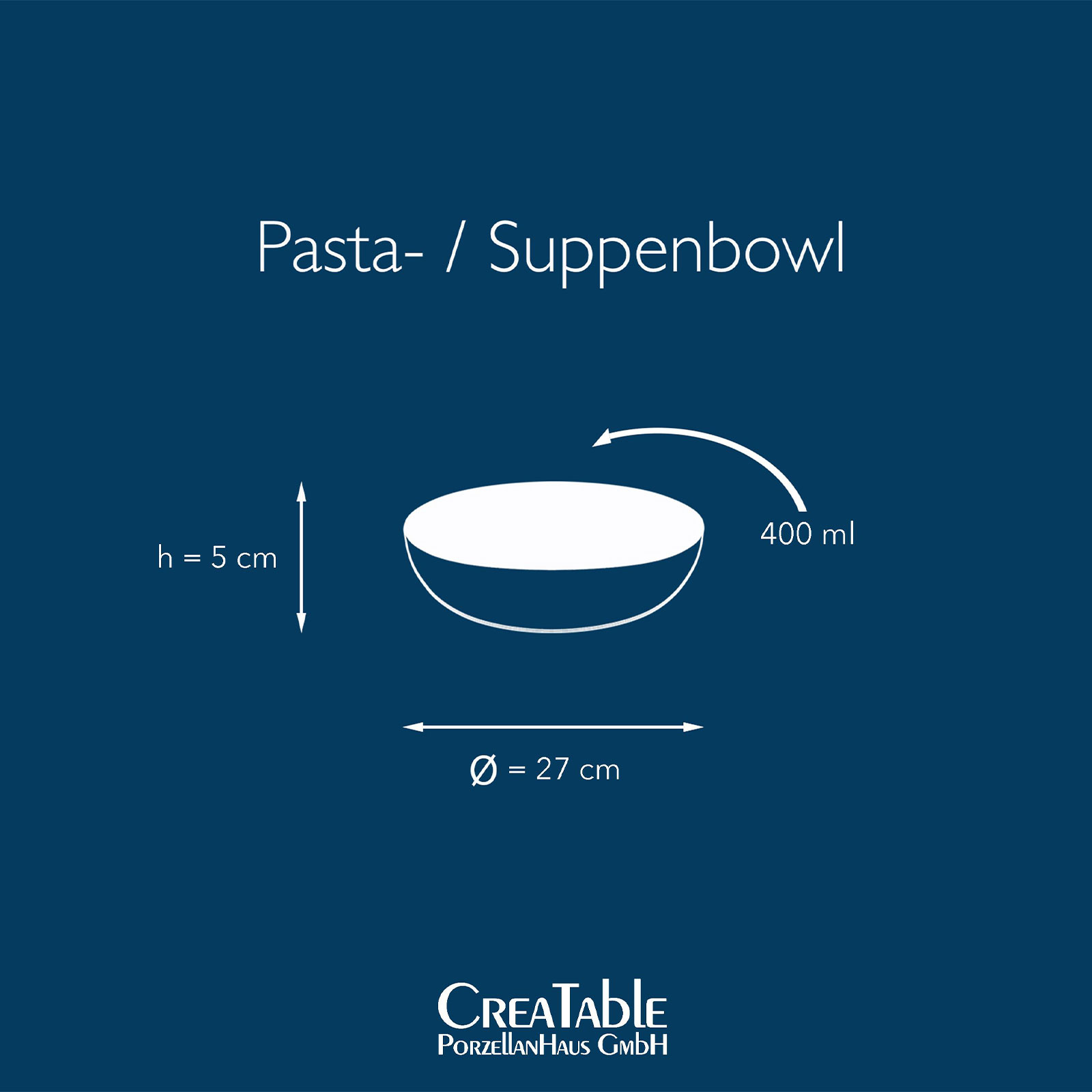 CreaTable, 34046, Serie Vintage Nature Aqua, 4-teiliges Geschirrset, Pastateller aus Porzellan, spülmaschinen- und mikrowellengeeignet, Made in Europe