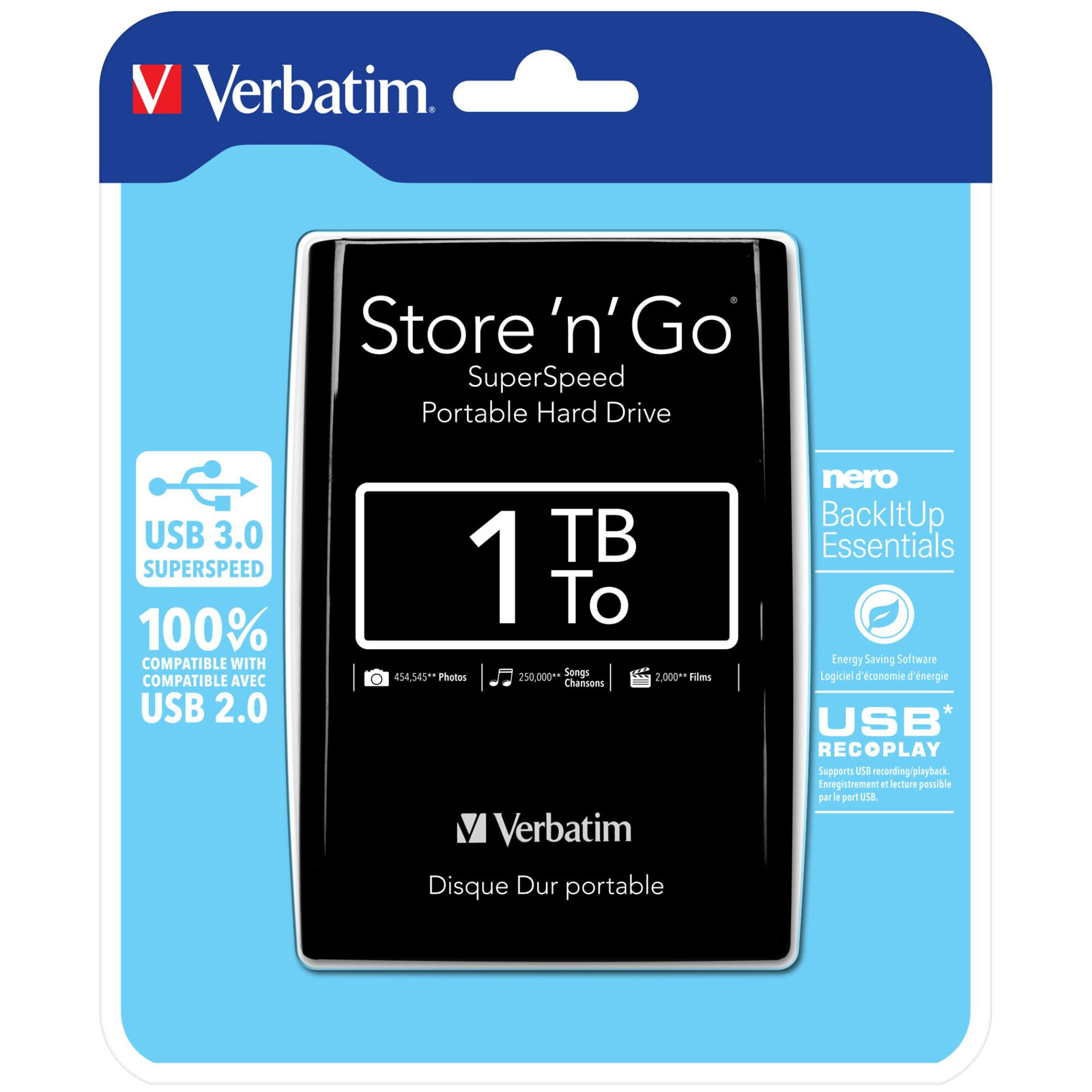 VERBATIM Store 'n' Go USB 3.0 / 1 TB / Schwarz Externe HDD-Festplatte