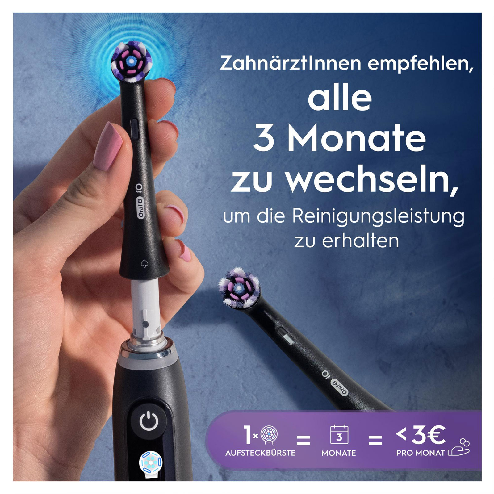 Oral-B iO Strahlendes Weiss, Original Aufsteckbürsten, Schwarz, 4er
