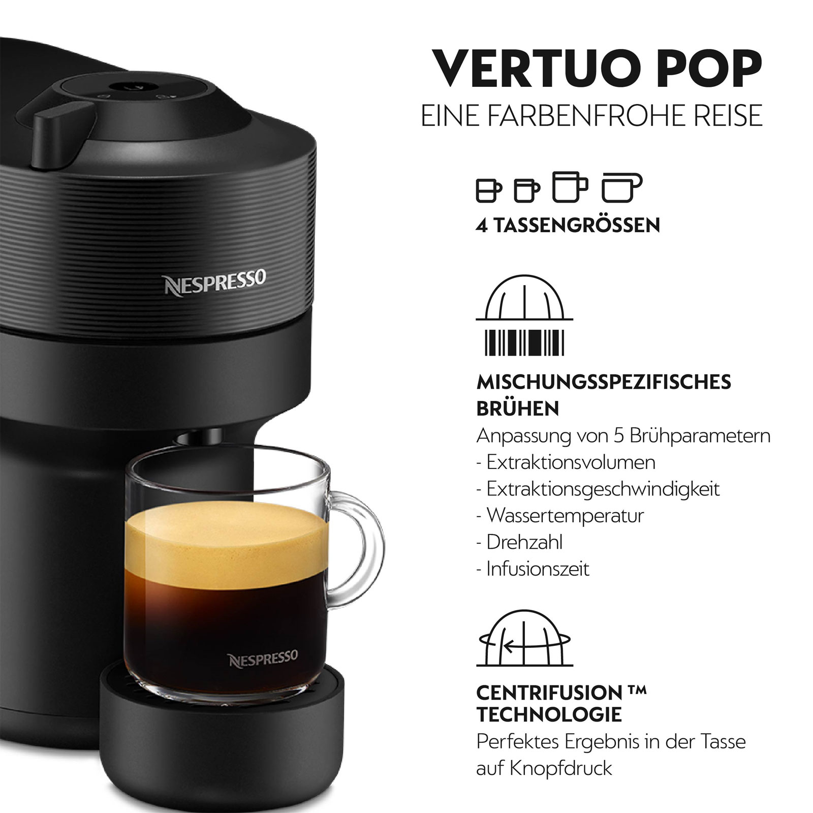 De'Longhi ENV90.B Vertuo Pop schwarz + ### AEROCCINO GUTSCHEIN ###  De'Longhi ENV90.B Vertuo Pop schwarz + ### AEROCCINO GUTSCHEIN ###