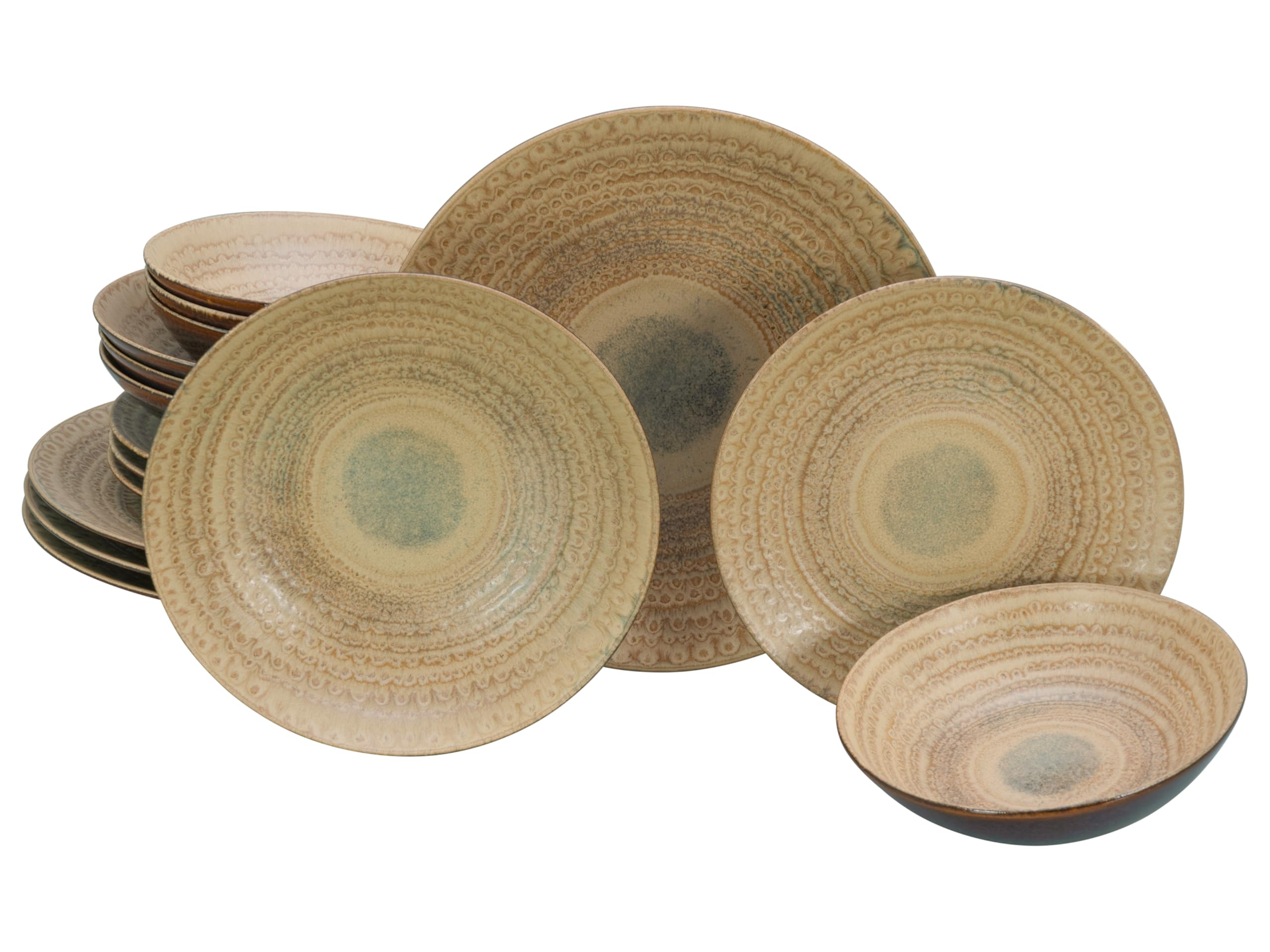 CreaTable, 24856, Serie Neapel Sand, 16-teiliges Geschirrset für 4 Personen