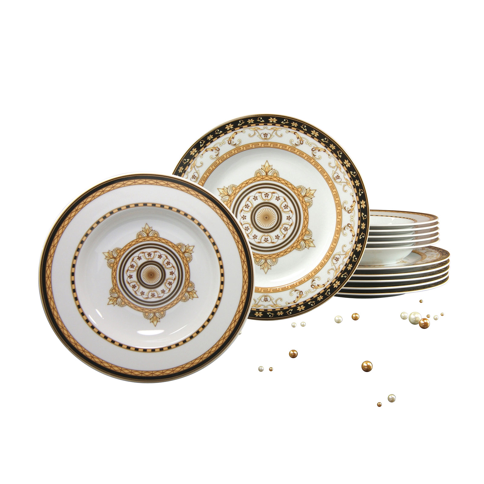 CreaTable, 15084, Serie Majestosa schwarz, Geschirrset Kombiservice 30 teilig